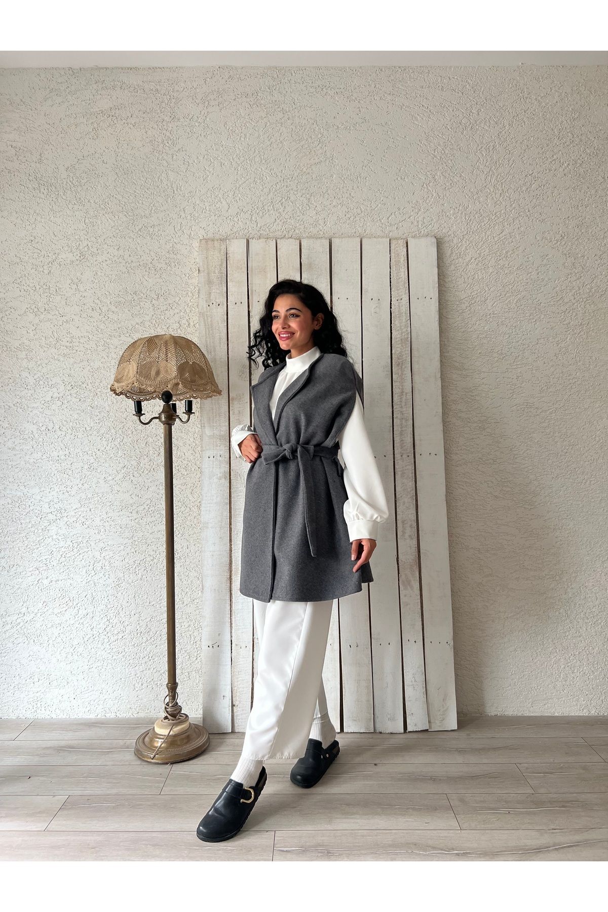 KÜÇÜĞÜM BUTİK-Anthracite Stamp Poncho 4