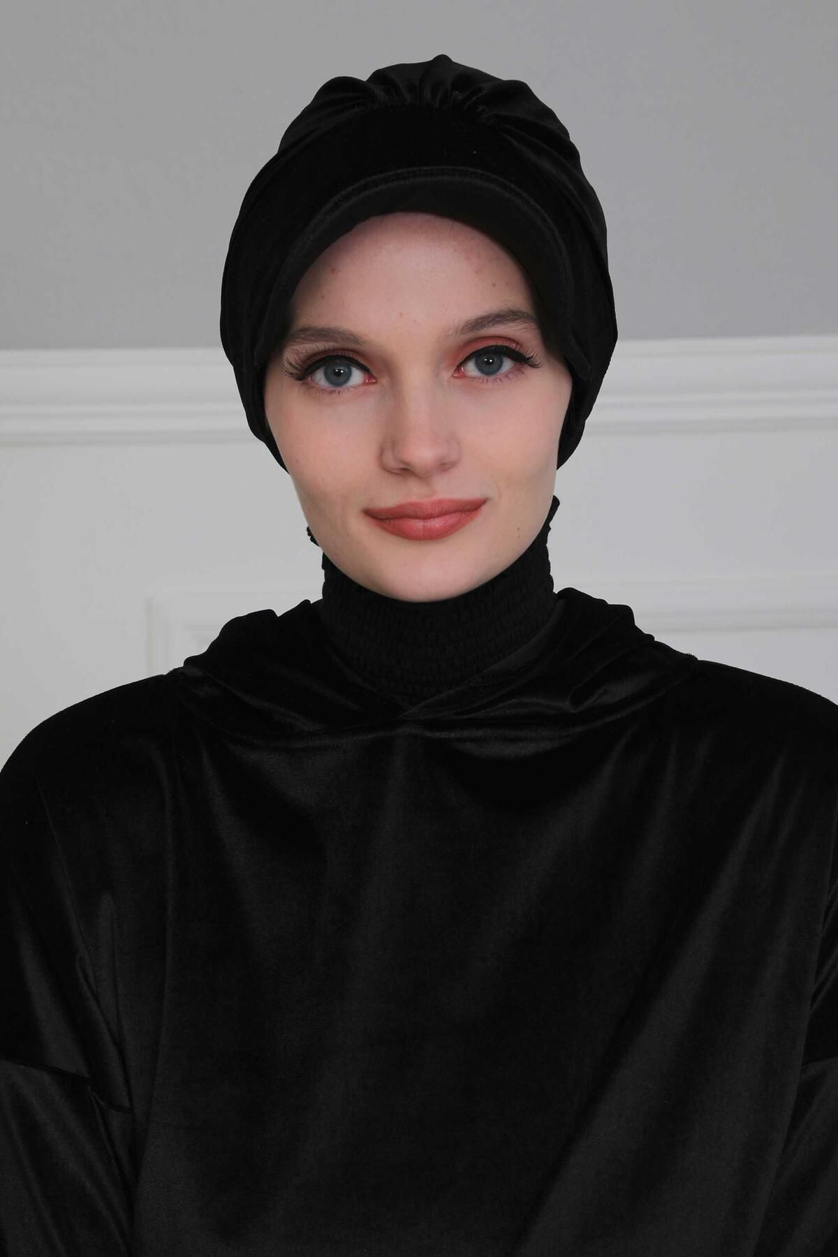 Aisha's Design-Velvet Visor Bonnet - B-30K Model 3