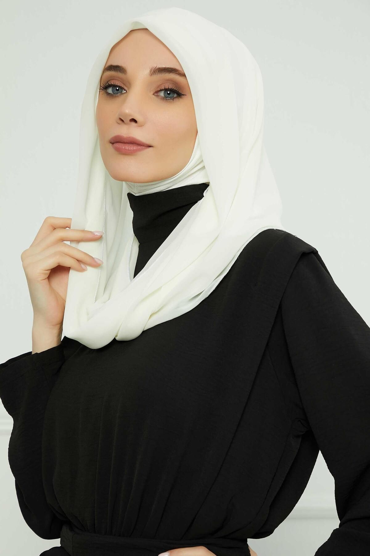 Aisha's Design-Chiffon Combed Cotton Inner Shawl with Bonnet - PS-45 1