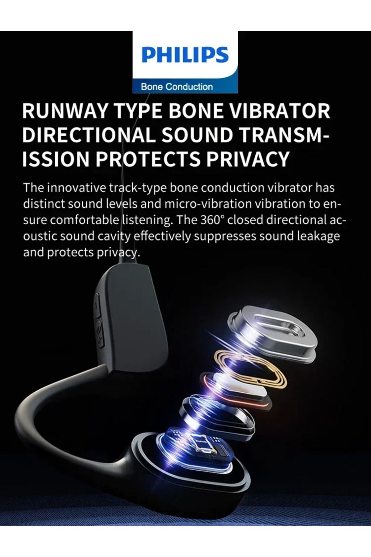 Philips-New Philips TAN5609 Bone Conduction Headphone Wireless Bluetooth 5.2 Earphone Call Noise Reductio... 4