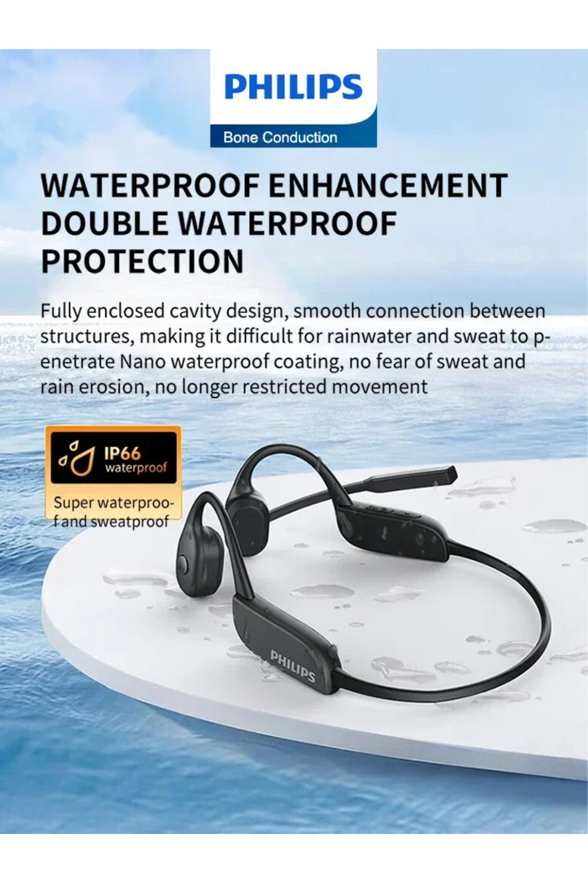 Philips-New Philips TAN5609 Bone Conduction Headphone Wireless Bluetooth 5.2 Earphone Call Noise Reductio... 6