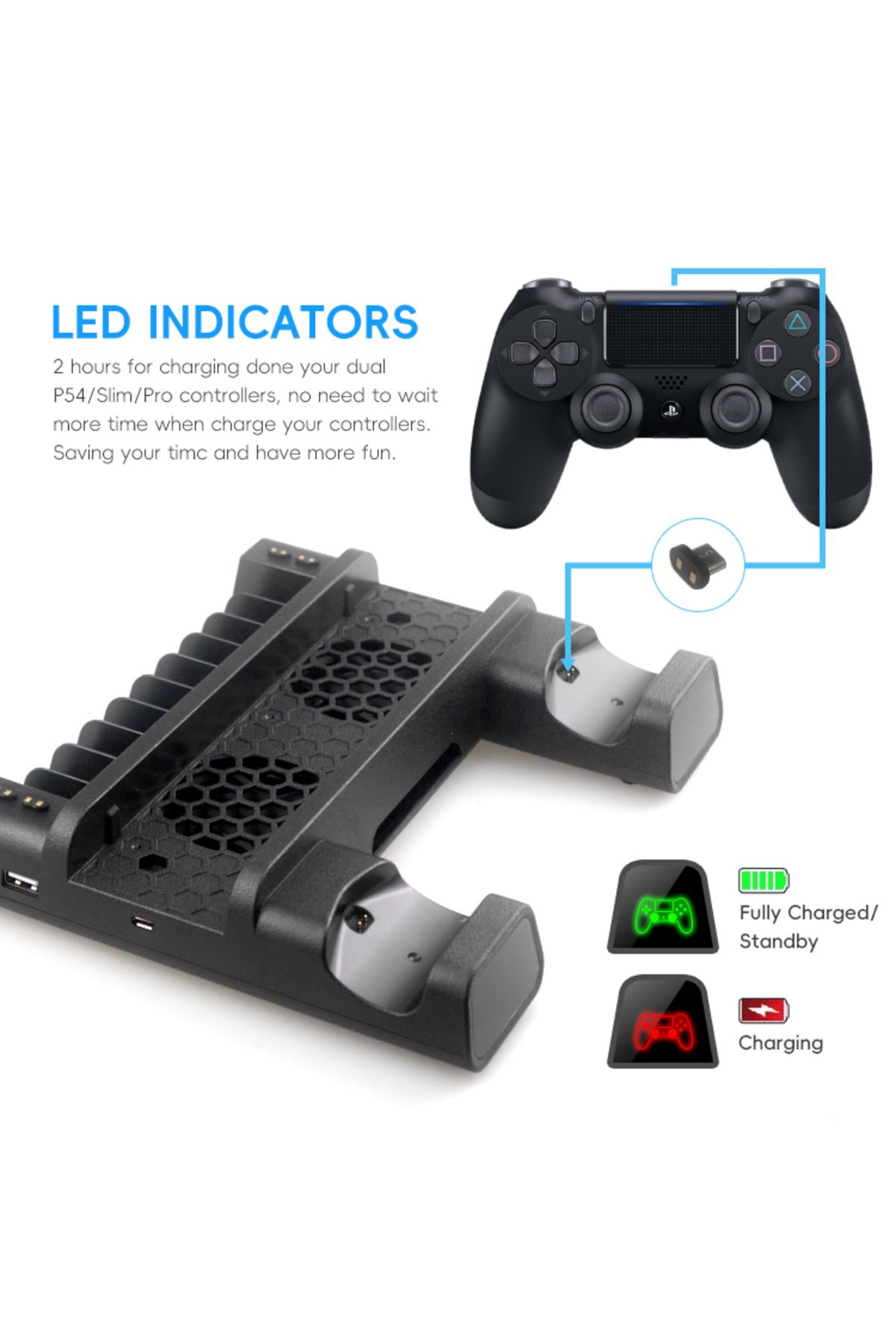 Choice-DATA FROG Vertical Cooling Fan Stand For PS4 PS4 Slim PS4 PRO Console Dual Controller LED Charger... 2