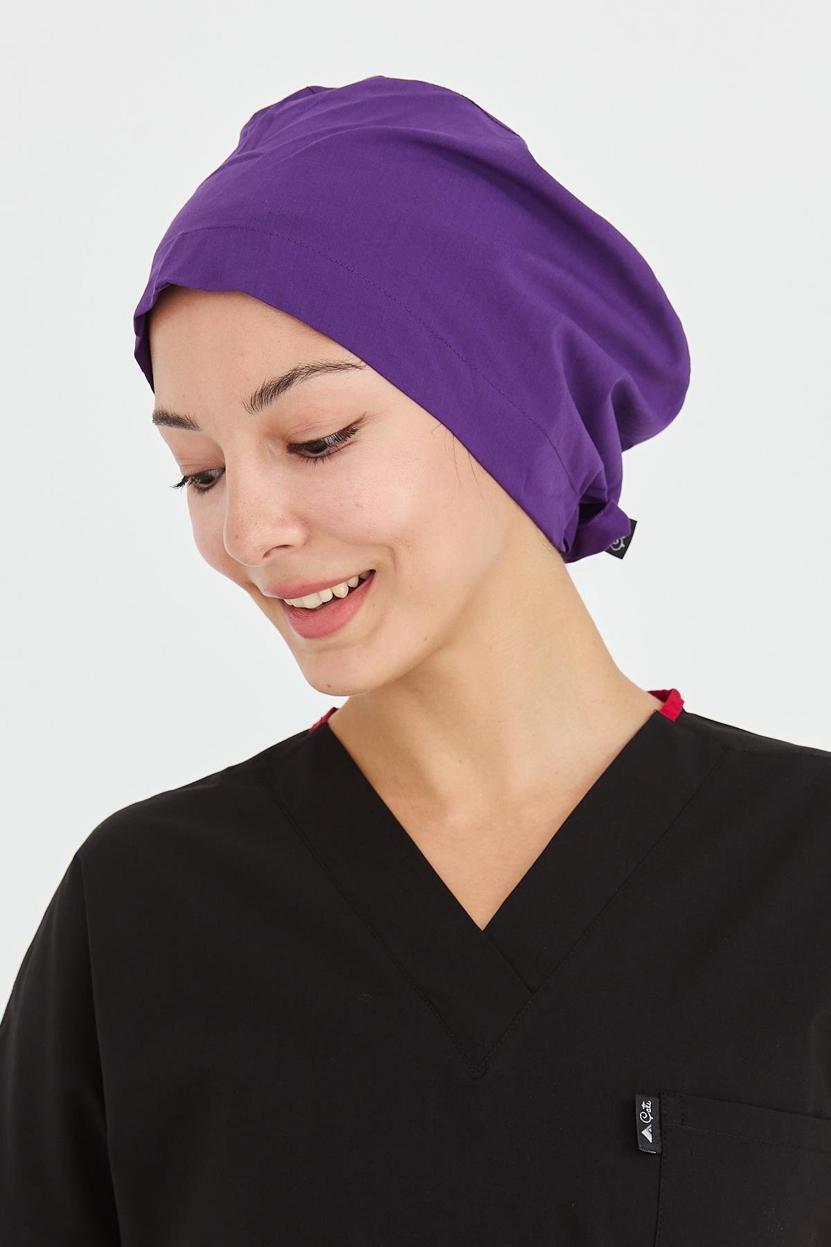Lycra Doctor Nurse Surgical Bone Chef Bonnet Business Bandana, Purple