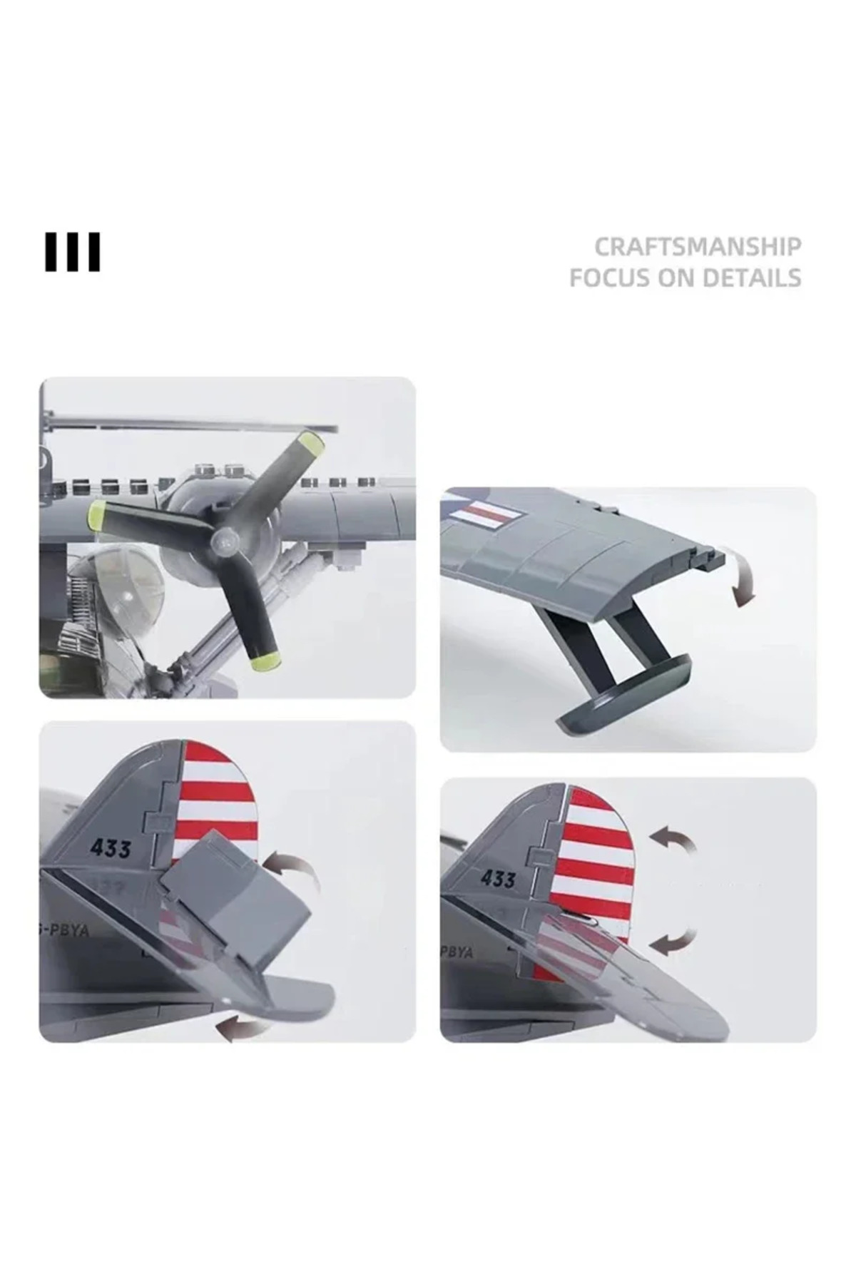 بازی‌های ساختنی بدون جعبه ۳۶۴ تکه بلوک‌های ساختمانی هواپیمای نظامی یکپارچه PBY 5A کاتالینا