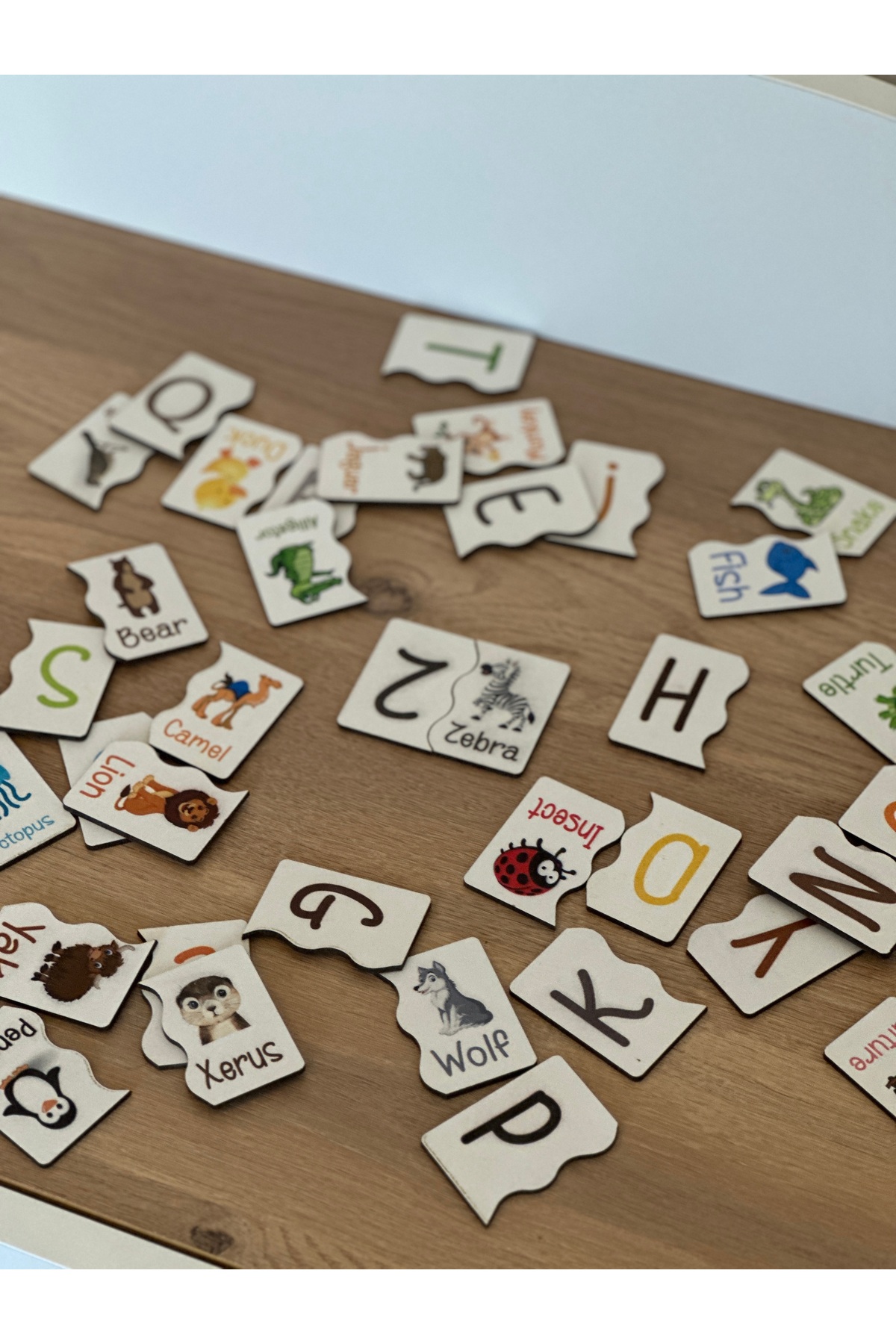 Bellacasa İngilizce Puzzle Harf Hayvan Eşleme Kartı, Eğitici Oyuncak, Montessori Eğitim Oyuncak, Motor Zeka fotoğrafı 3 (önizleme)