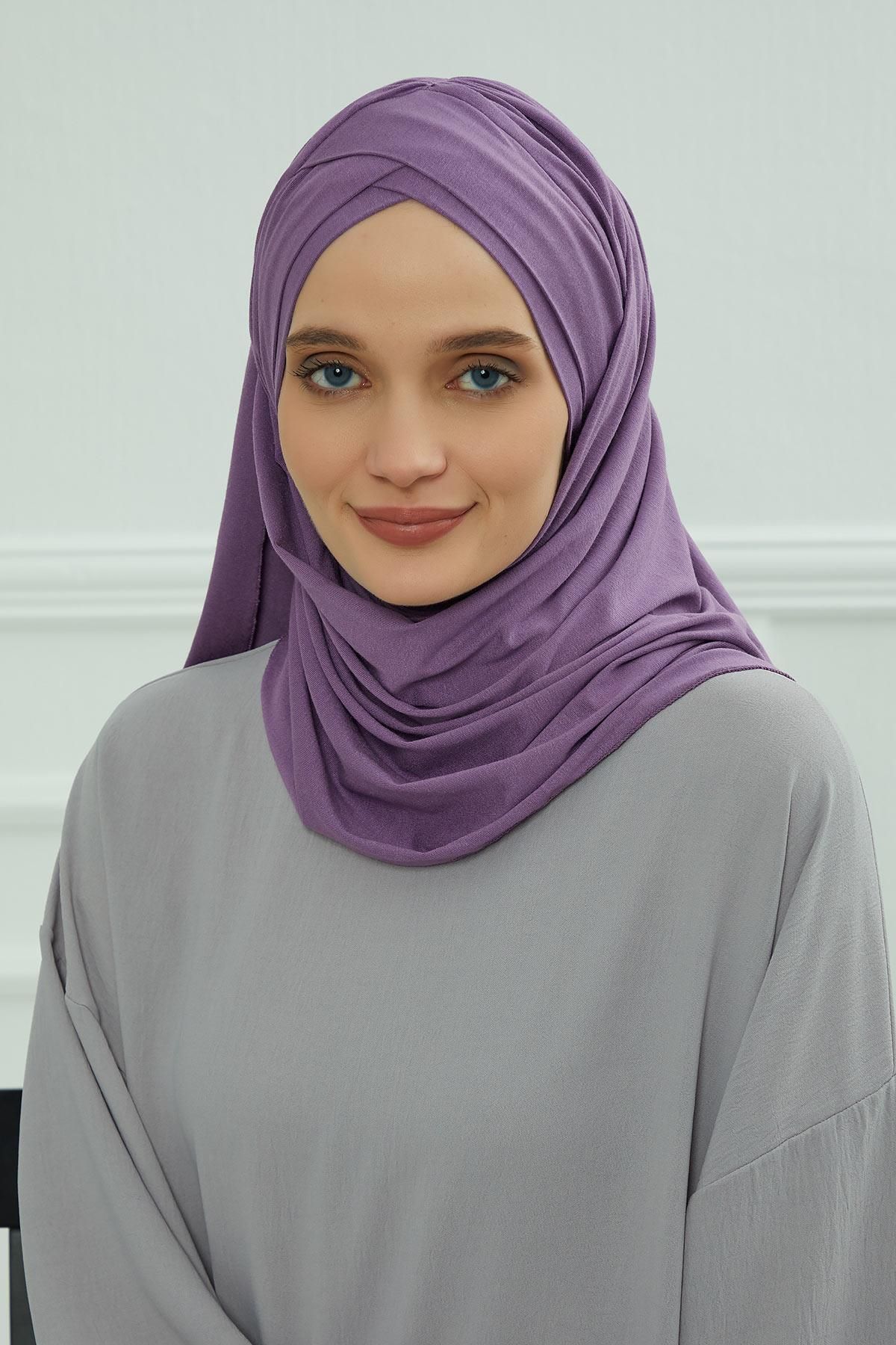 Aisha's Design-Practical Combed Cotton Shawl - Front Cross Sewing and Drawstring, Cps-45, Cps-45 1