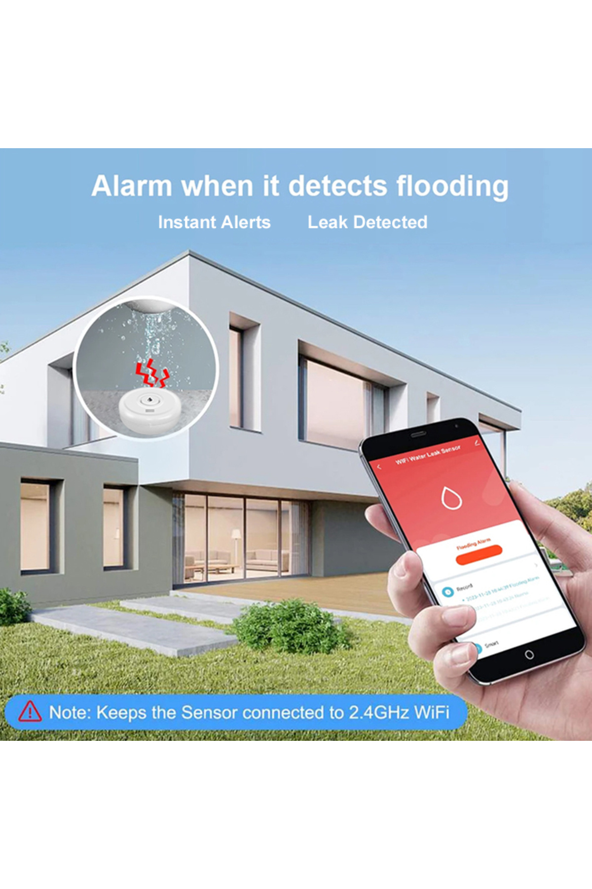 Choice-Tuya WiFi Flood Sensor Smart Life App Water Leak Sensor Detection Loudly Sound Alarm Linkage Aler... 3