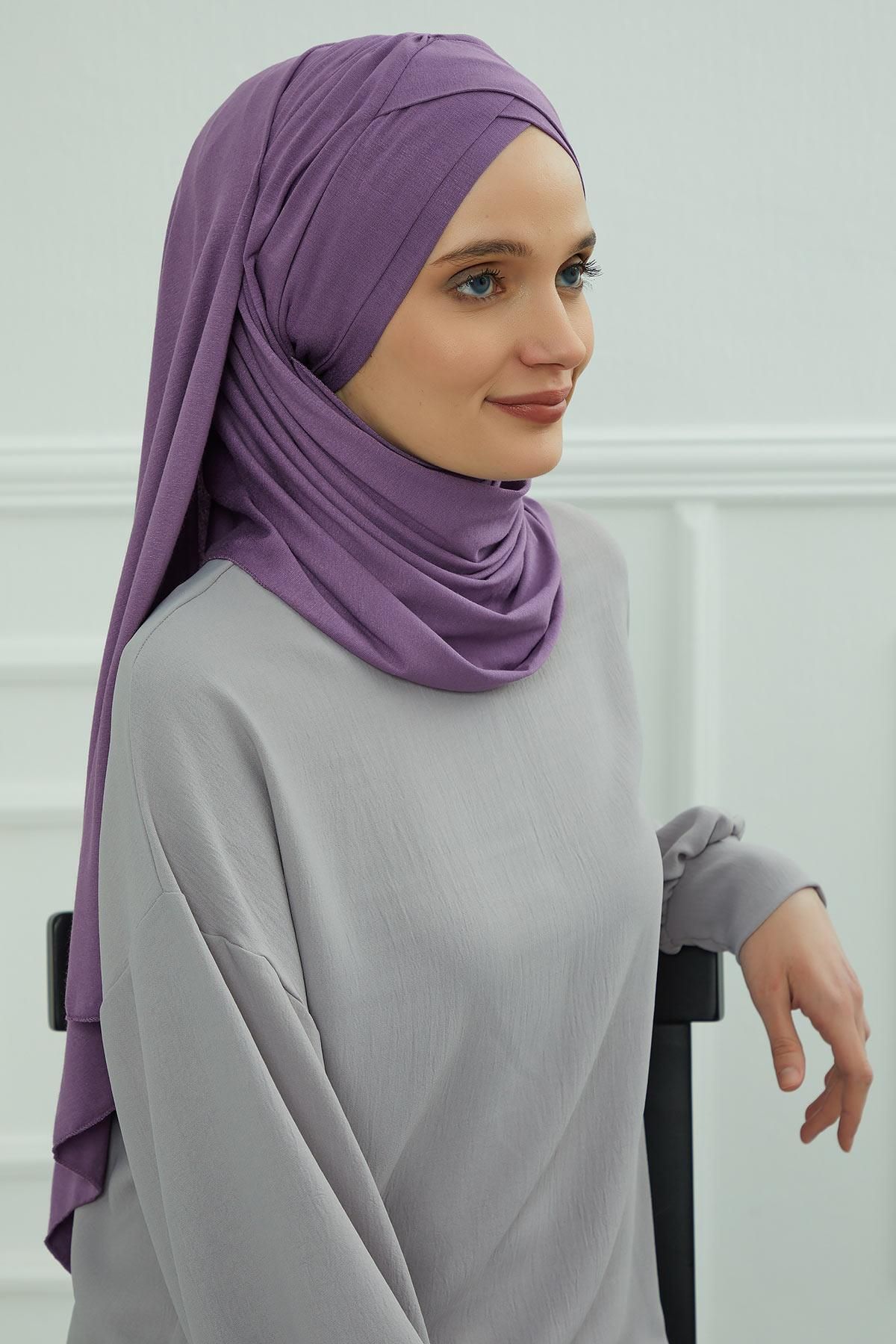 Aisha's Design-Practical Combed Cotton Shawl - Front Cross Sewing and Drawstring, Cps-45, Cps-45 4