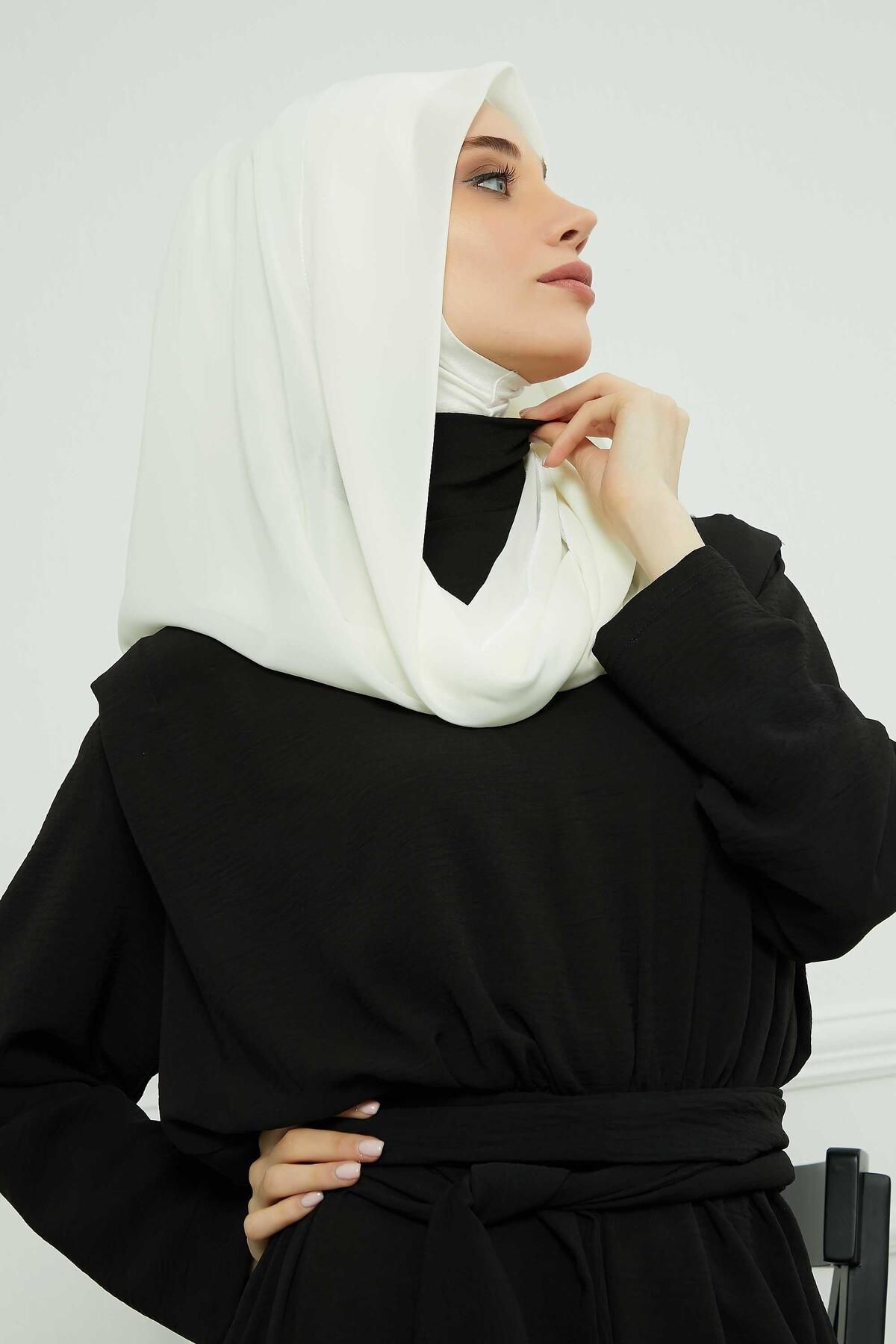 Aisha's Design-Chiffon Combed Cotton Inner Shawl with Bonnet - PS-45 3