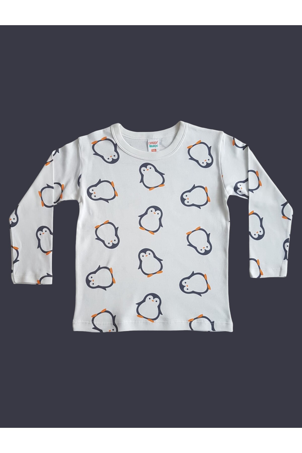 Çamaşır Bahçesi Uzun Kollu Desenli Çocuk Pijama Takım #baskılıçocukpijamatakım #çamaşırbahçesi #penguen2desenpijama fotoğrafı 3 (önizleme)