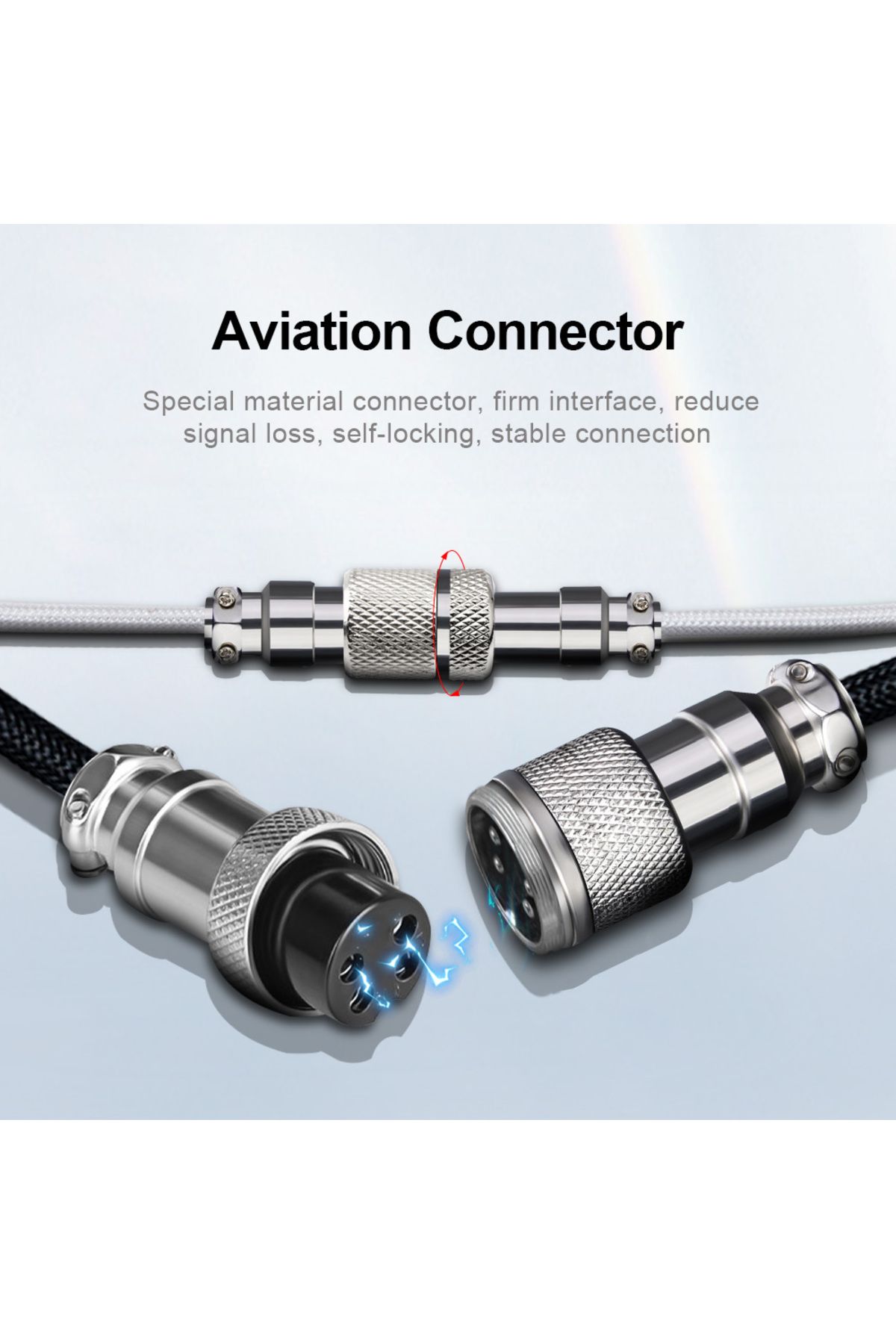 Choice-REDRAGON A115 Type C USB Coiled Wire Spring Cable Aviator Desktop Computer PC Aviation Connector ... 4