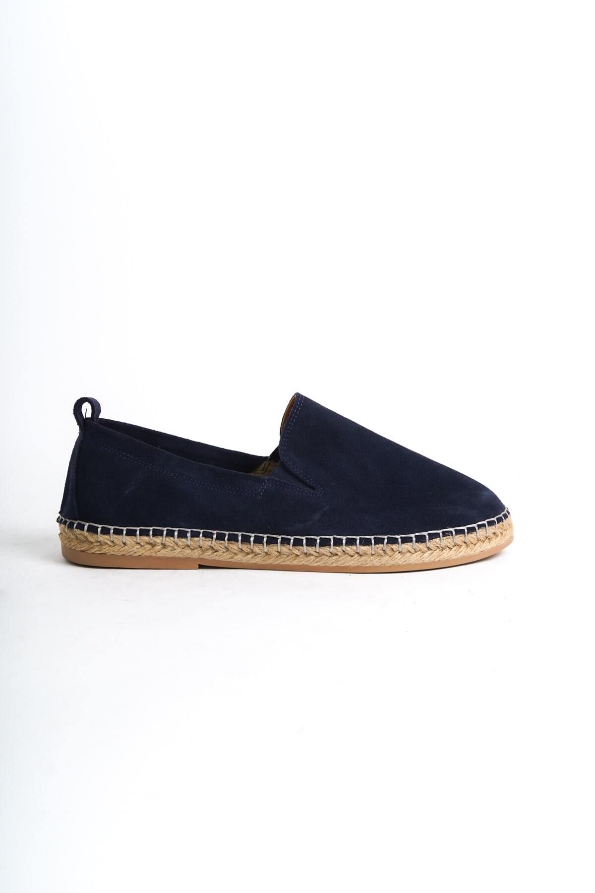 Mubiano-Men's Navy Blue Suede Espadrille and Loafer - Jute Base, Summer Model - mssr1120-lcv 4