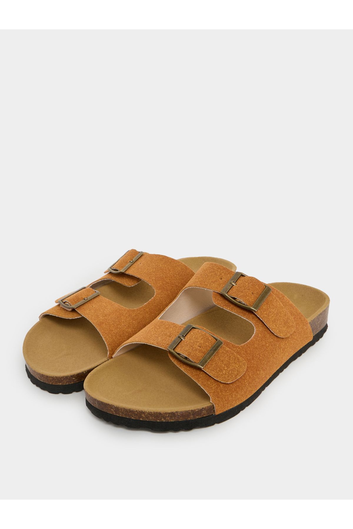 Styli-Suede Look Soft Footbed Sandals 2