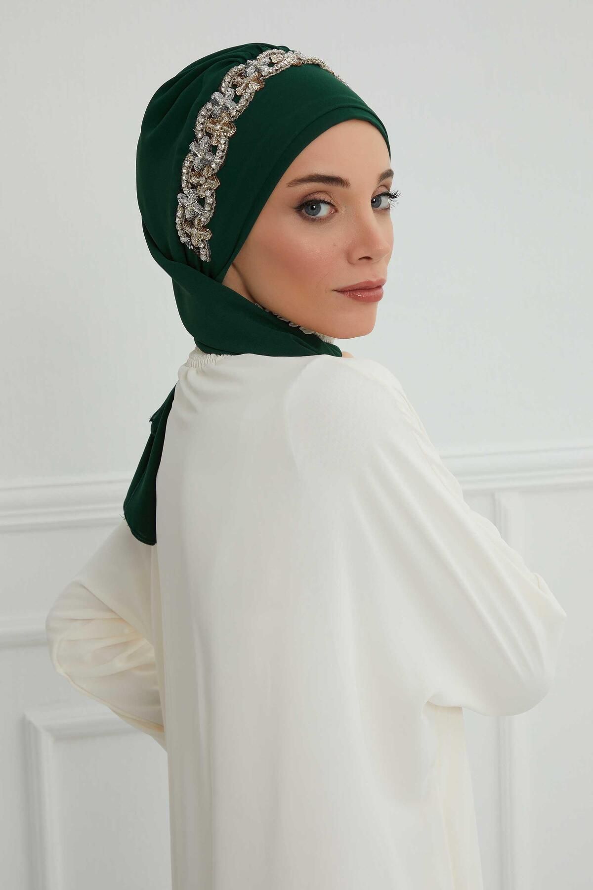 Aisha's Design-Turban gata din șifon - cu accesorii din piatră, design, ht-101, ht-101 6