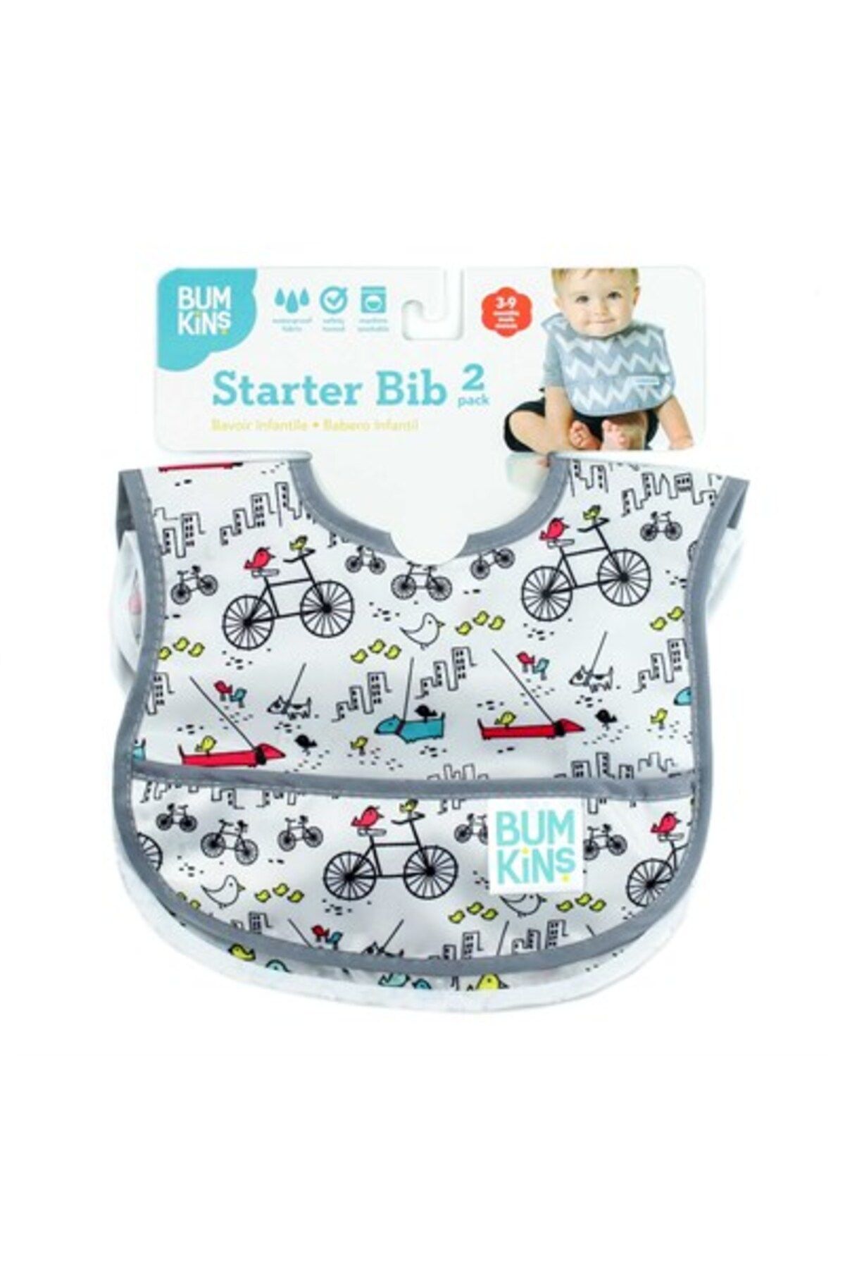Bumkins-Starter Bib (3-9 MONTHS) 2 Pack - Bird Park & Urban Bird 2