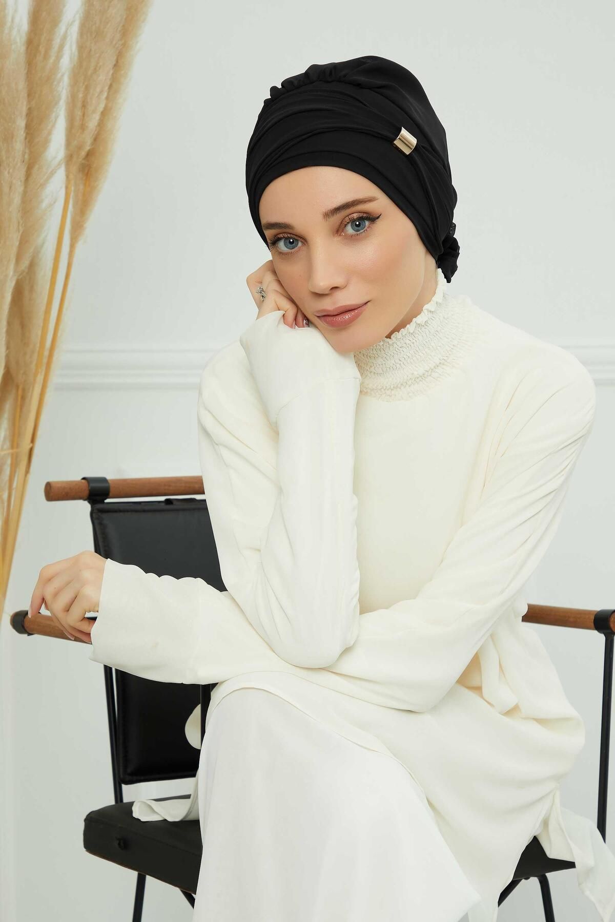 Aisha's Design-Turban din șifon gata - cu accesorii, ht-95s, ht-95s 4