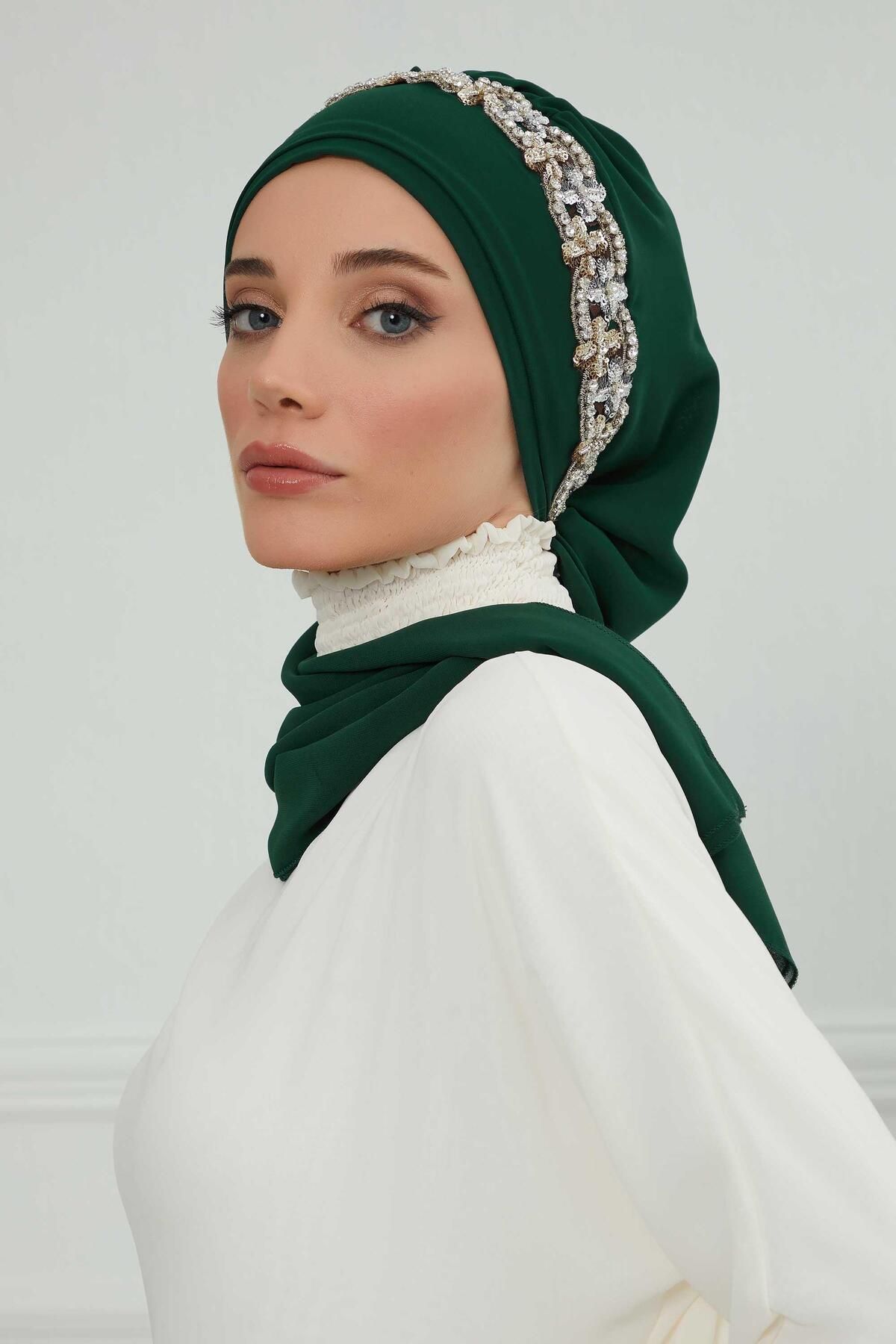 Aisha's Design-Turban gata din șifon - cu accesorii din piatră, design, ht-101, ht-101 3