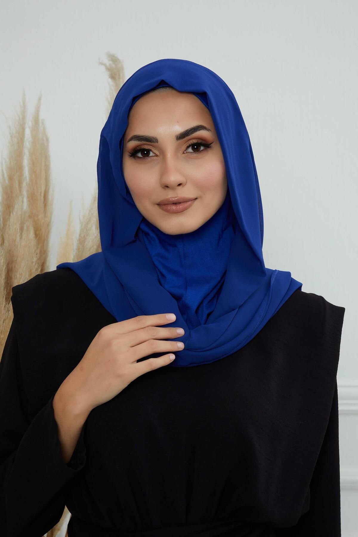 Aisha's Design-Chiffon Combed Cotton Shawl with Inner Bonnet - Ps-46 7