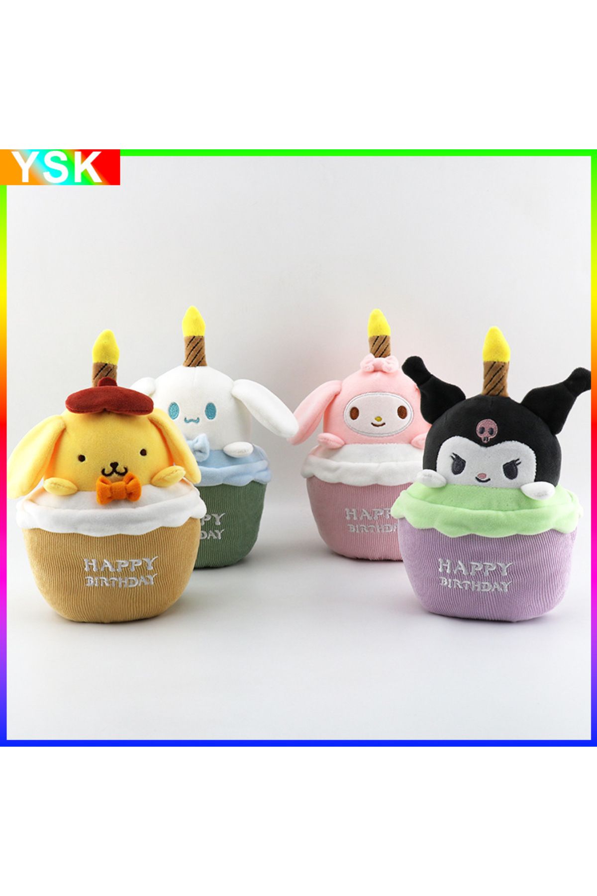Choice-Sanrio Kuromi Birthday Cake Shape Musical Plush Doll Pudding Dog Yugui Dog Singing Candle Luminou... 2