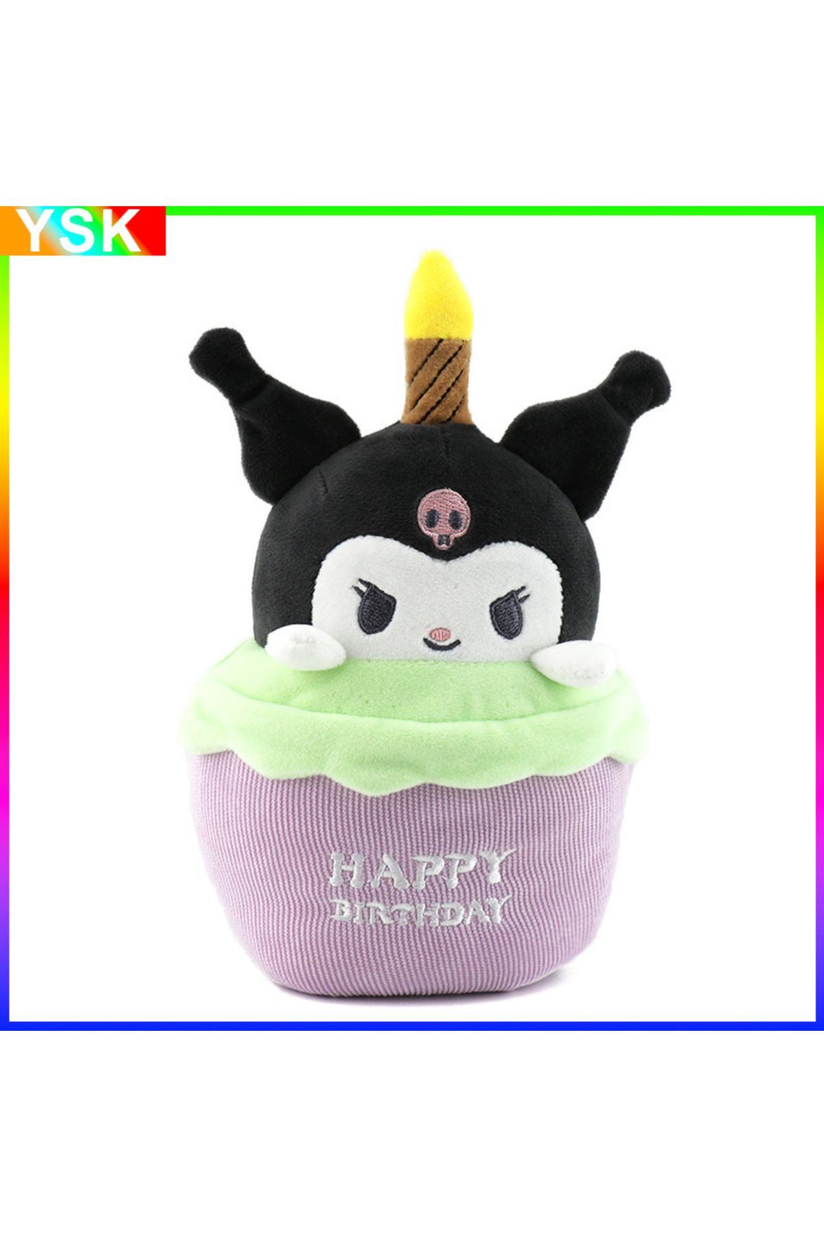 Choice-Sanrio Kuromi Birthday Cake Shape Musical Plush Doll Pudding Dog Yugui Dog Singing Candle Luminou... 3