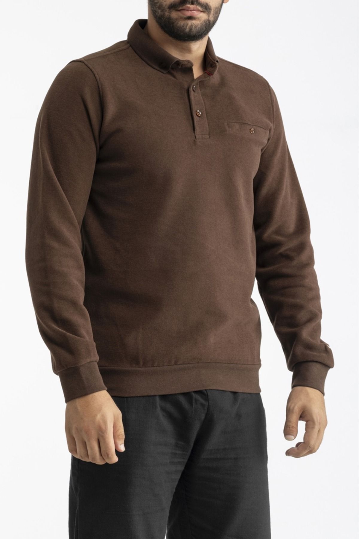 Qwerty-Men's Classic Cut Sweatshirt with Collar and Pockets Wk25380 1