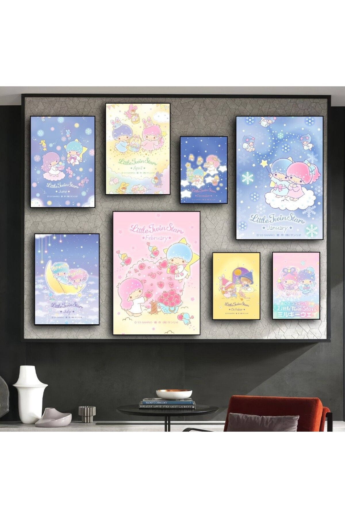 Miniso-MINISO Sanrio Little Twin Stars Poster Prints Wall Pictures Living Room Home Decoration 2