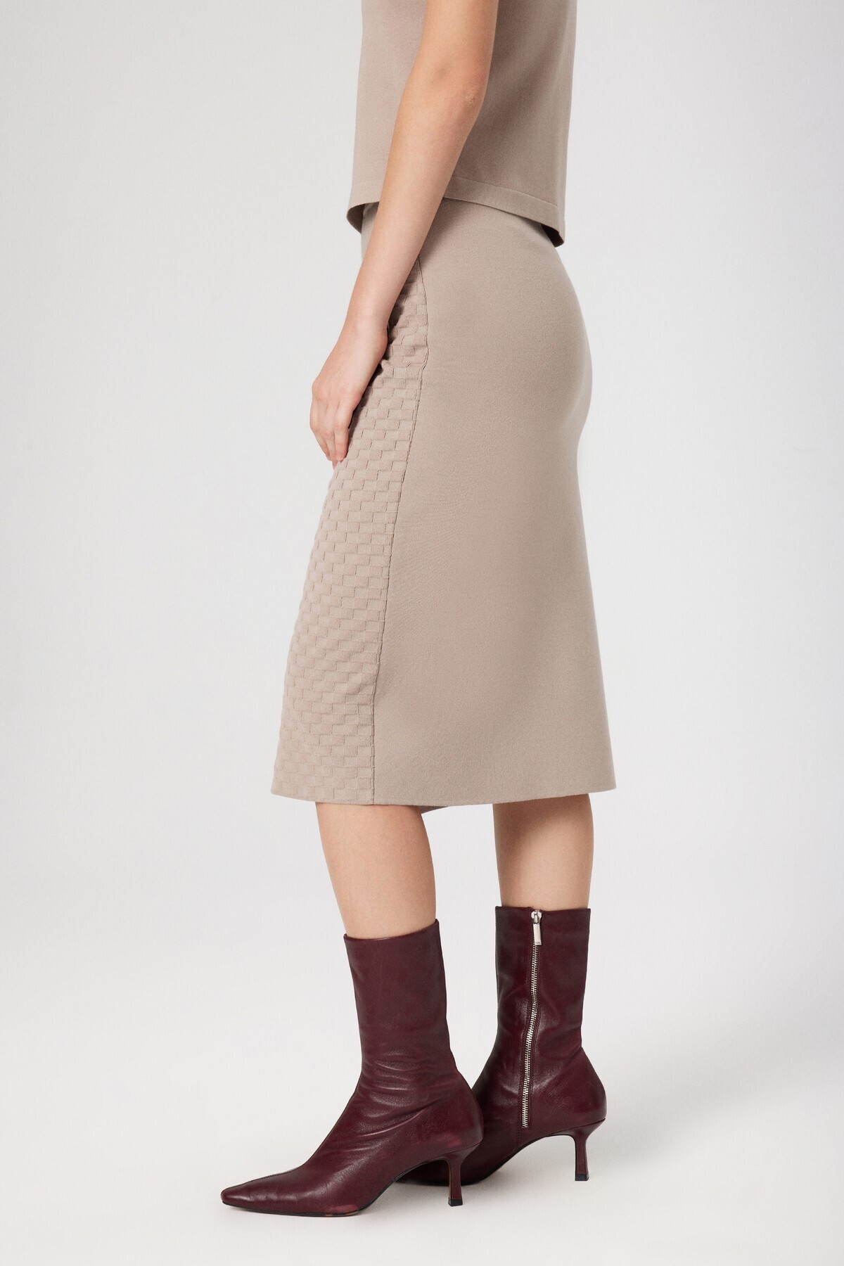 Mısırlı-Stone Double Breasted Patterned Midi Skirt 3