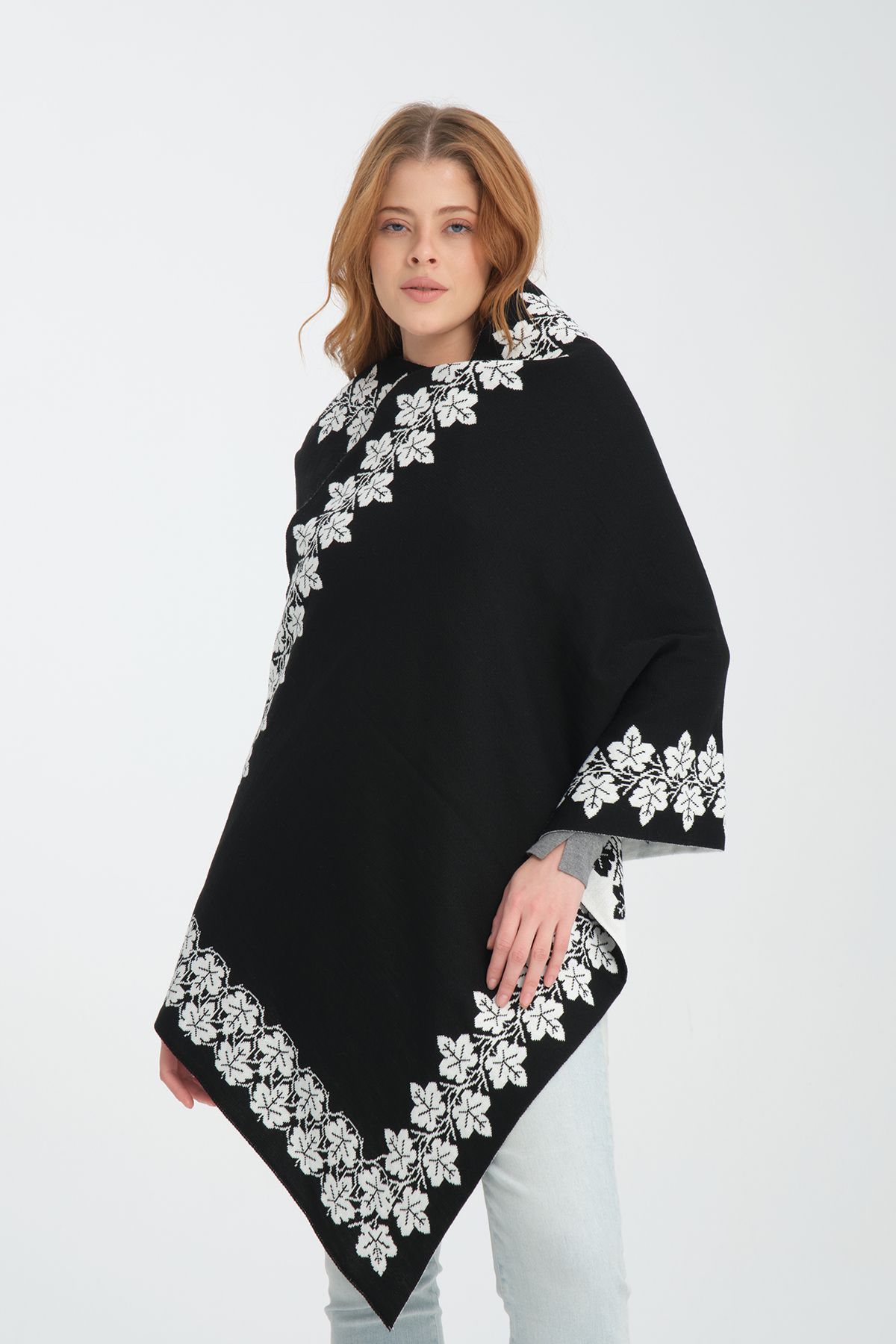 VEGA MODA-Şal de umăr cu model Ivy, Şal de umăr confortabil elegant cu model Ivy, Şal de umăr tricotat, Şal bidirecţional 2