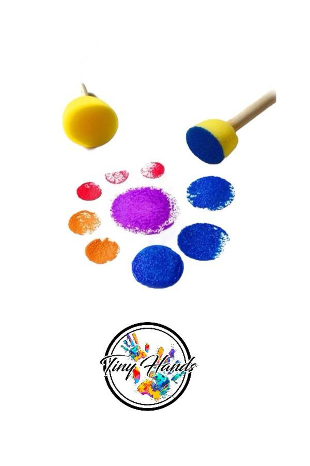 tiny hands-4 Piece Baseware Sponge Set: Wood Handle Buffer Sponge Brush Set Preschool Printing 4