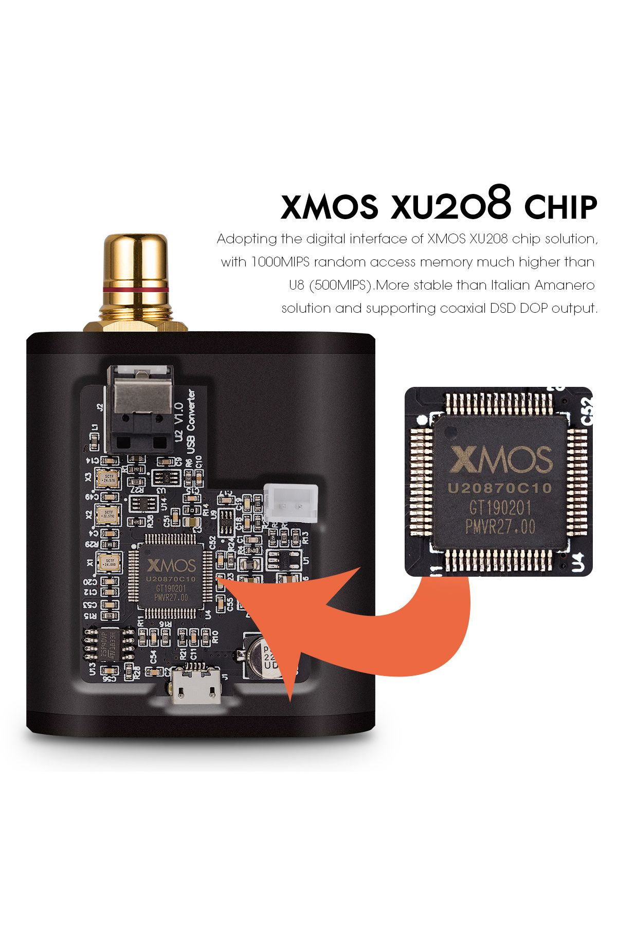 Choice-Douk Audio U2 Mini USB to SPDIF Audio Converter XMOS XU208 Digital Interface COAX/OPT DSD DOP 192KHz 3