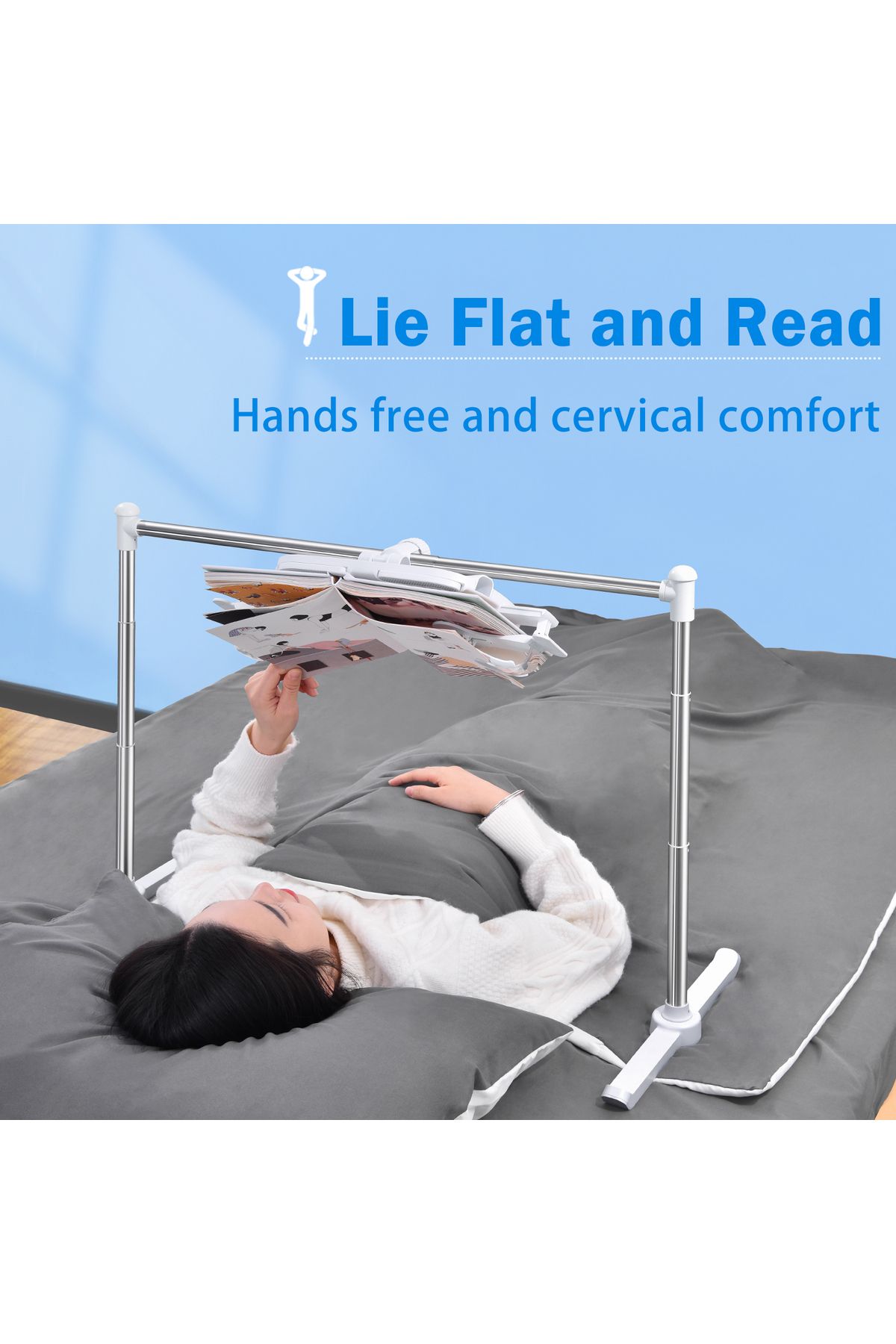 Oatsbasf-Foldable Tablet Stand ipad Stand Holder Bed Reading Book Rack Lazy Phone Holder Multifun... 3