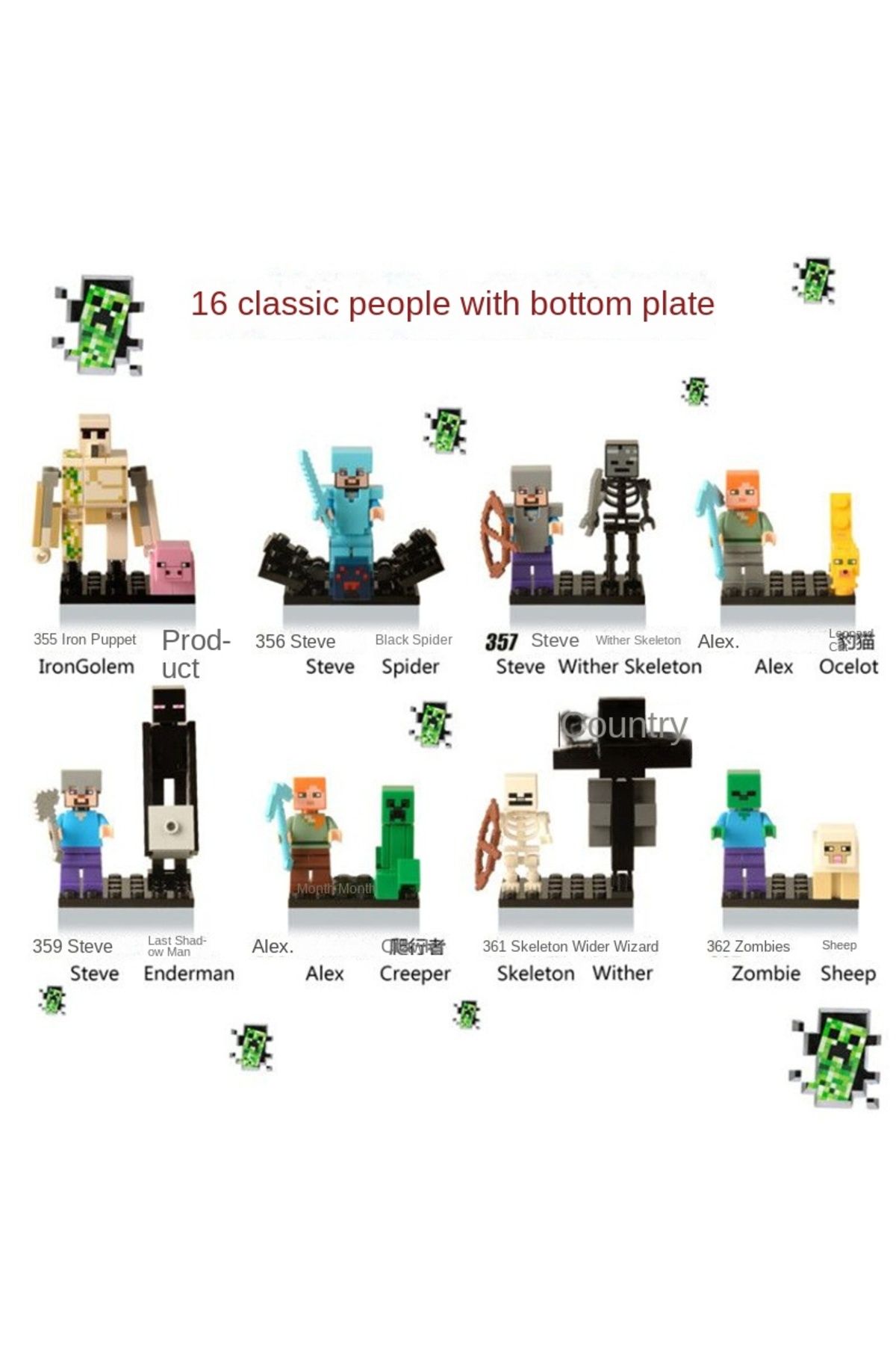 Choice-Compatible with Lego Minecraft Redstone Steve him minifigures entity 303 assembled building block... 7