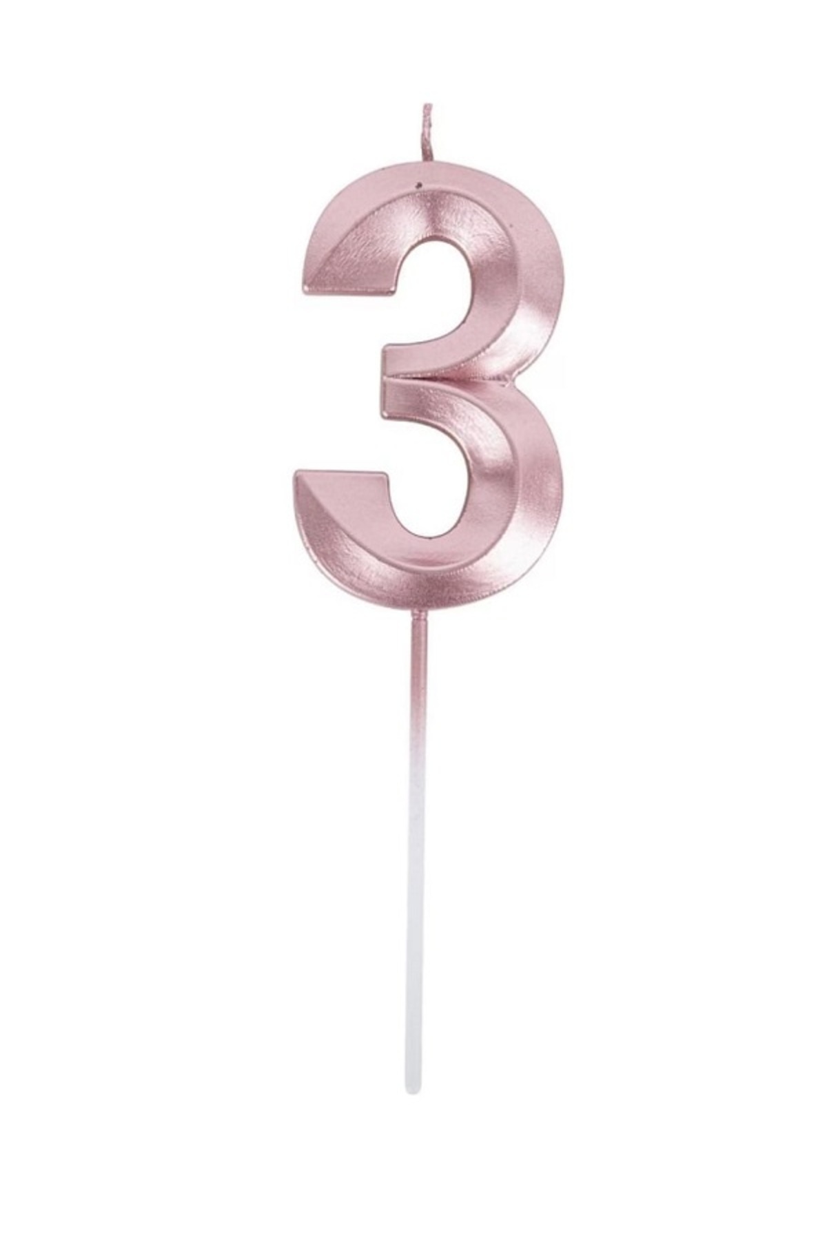 PARTİ AŞKI 3 Yaş Rose Gold Renk Rakam Mum - Doğum Günü Pasta Mumu - Cupcake Mumu