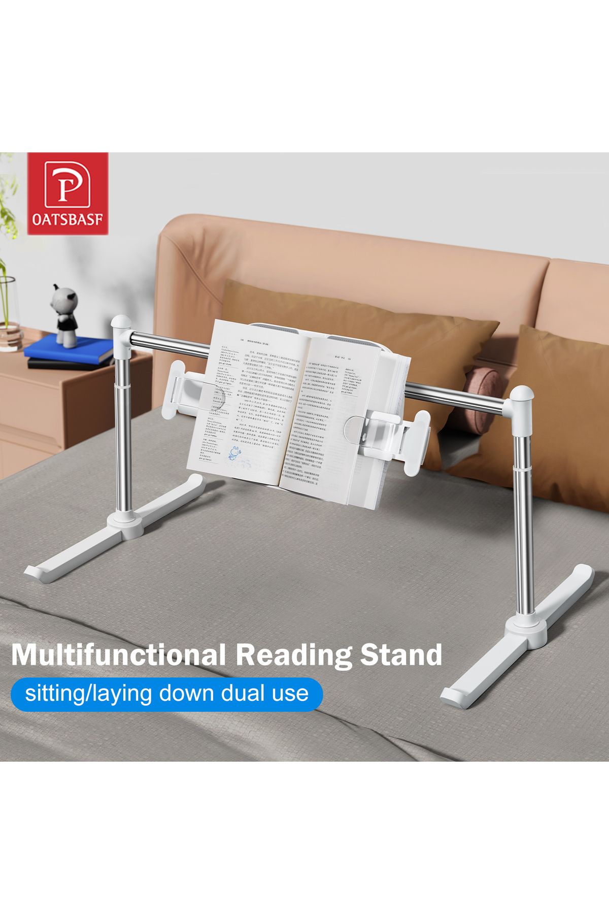 Oatsbasf-Foldable Tablet Stand ipad Stand Holder Bed Reading Book Rack Lazy Phone Holder Multifun... 2