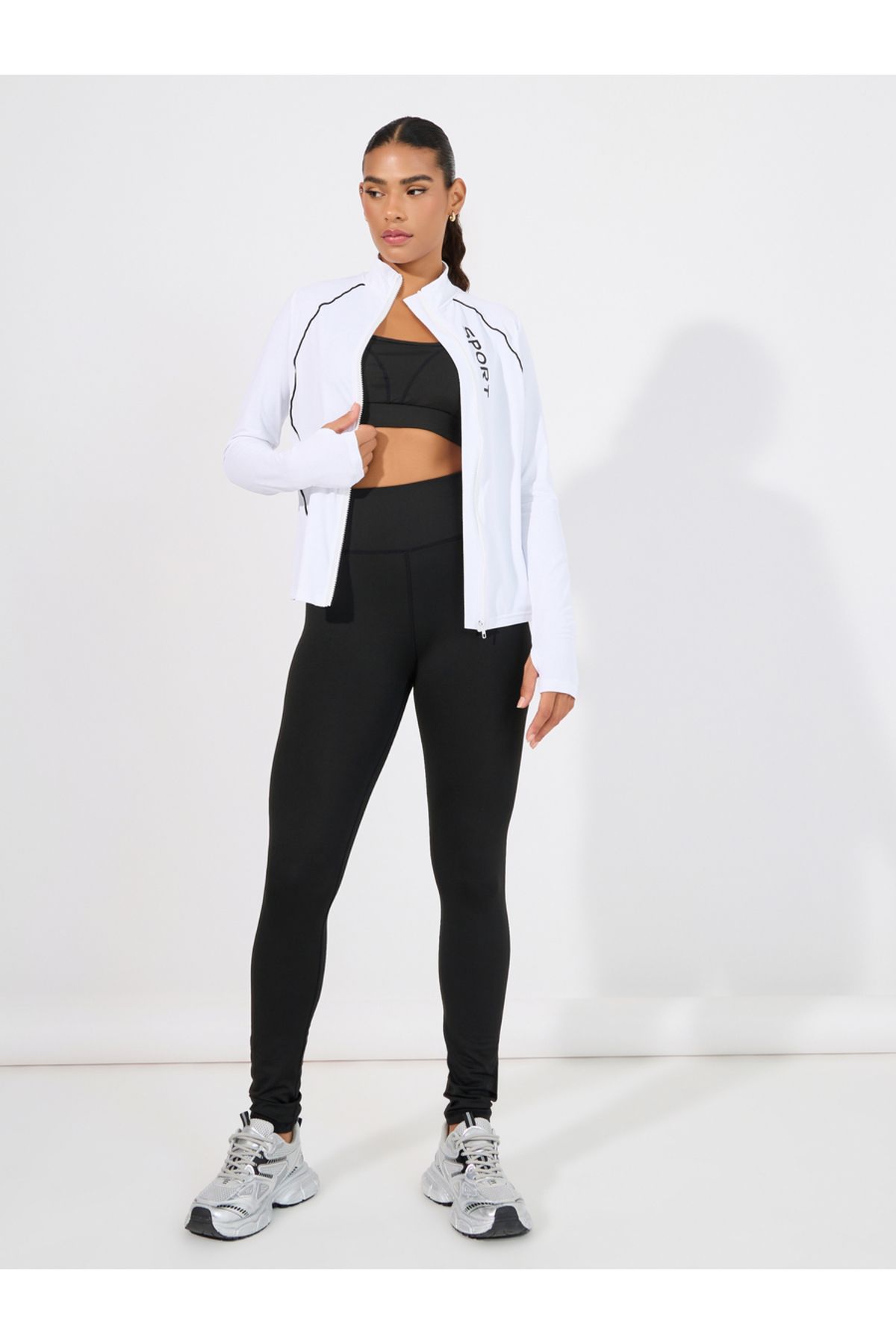 Styli-Anti UV Protect Sport Slogan Contrast Body Piping Zip Up Jacket 3