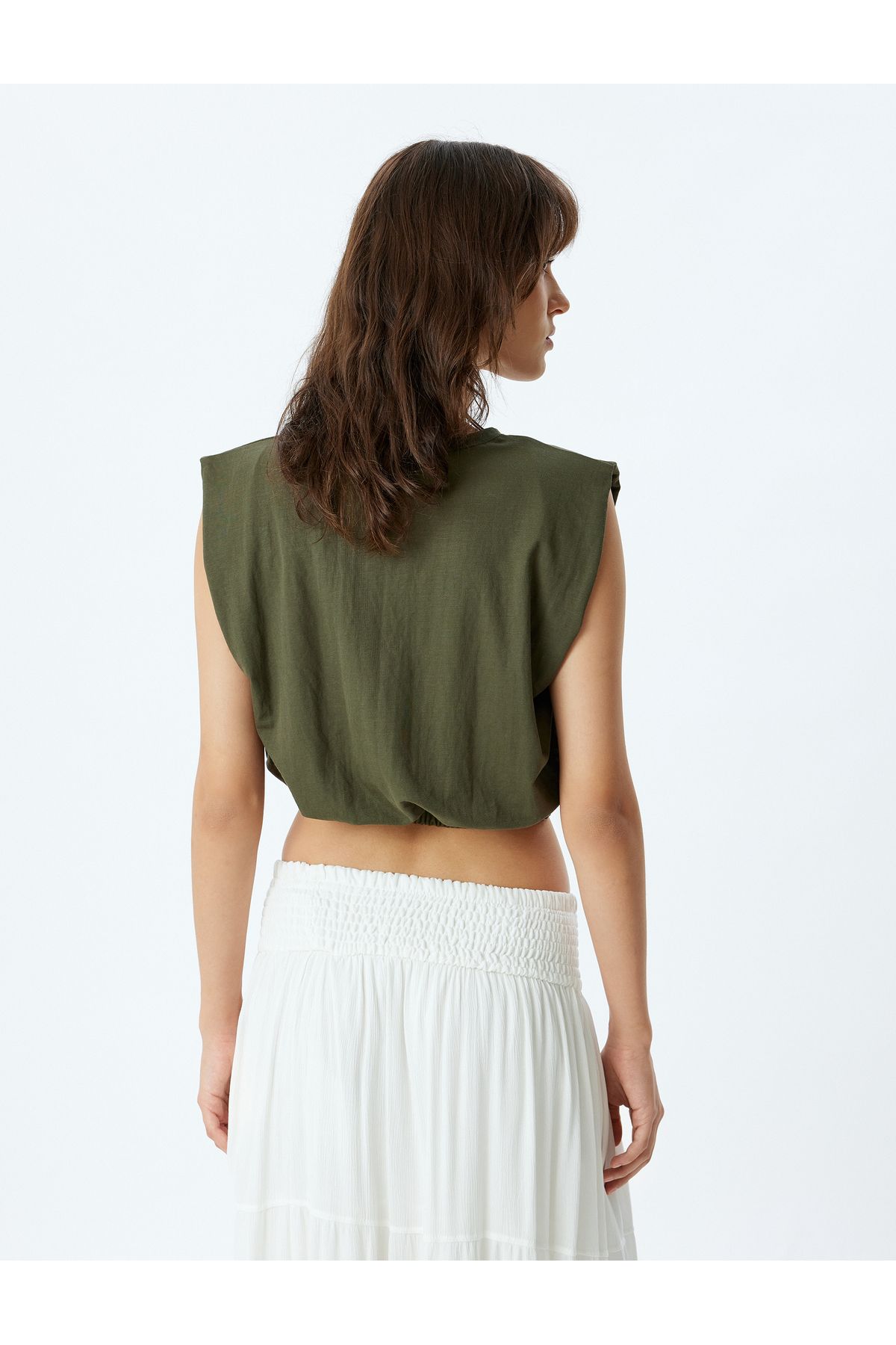 Koton-Kurzes Tanktop mit Rundhalsausschnitt – Viskose, elastische Taille 4
