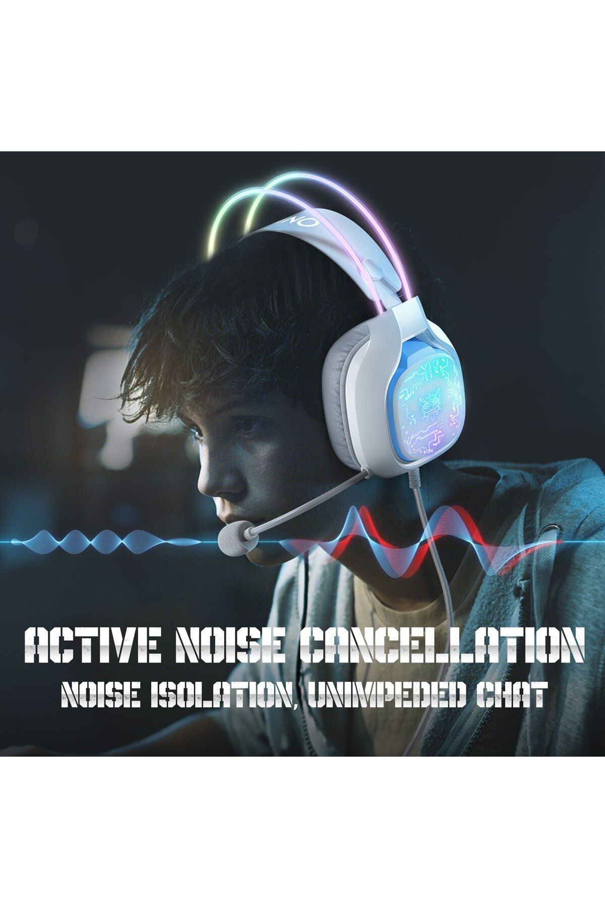 Choice-ONIKUMA X22 Gaming Headphones with RGB Dynamic Light Professional Wired Headset Noise Reduction M... 3