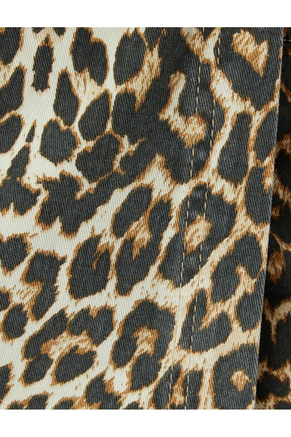 Koton-Mini Leopard Print Buttoned Asymmetrical Shorts Skirt 6