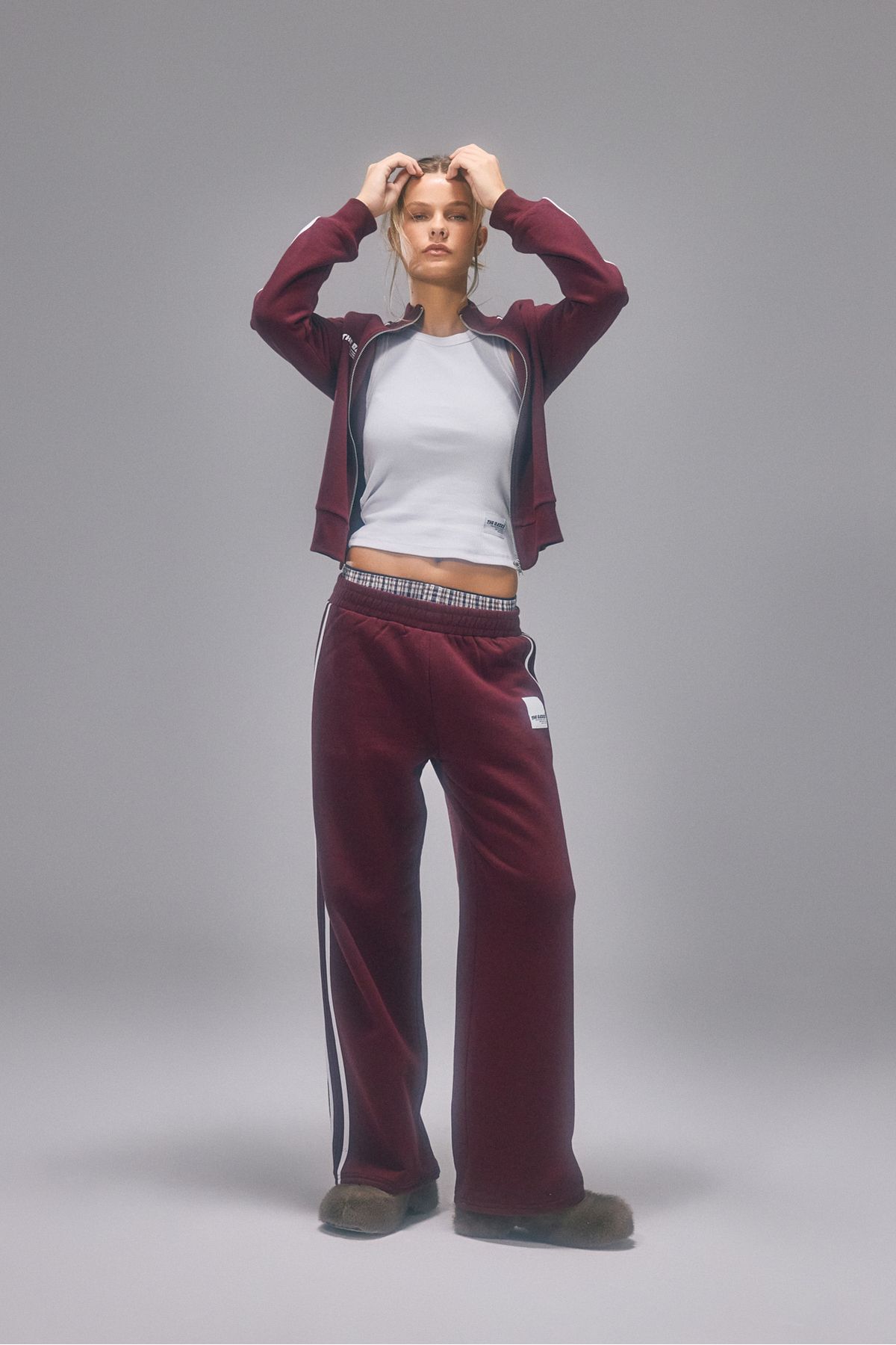 Bases-Striped Wide Leg Fleece Sweatpants 5