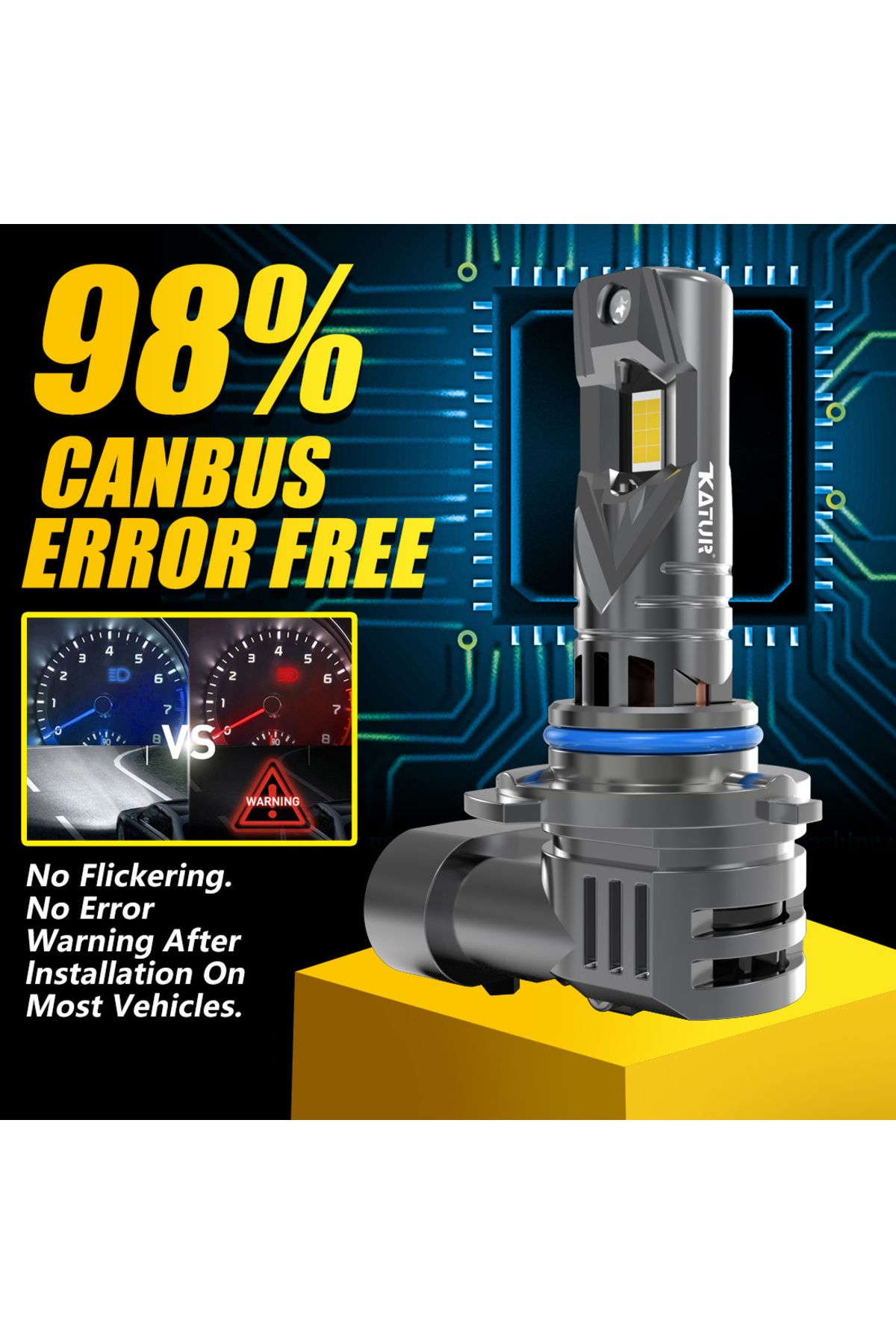 Choice-9012(HIR2) With Fan Katur 2x Hir2 9012 Led Car Headlight 100w Bulb Xenon 6000k 20000lm White Turbo D 5