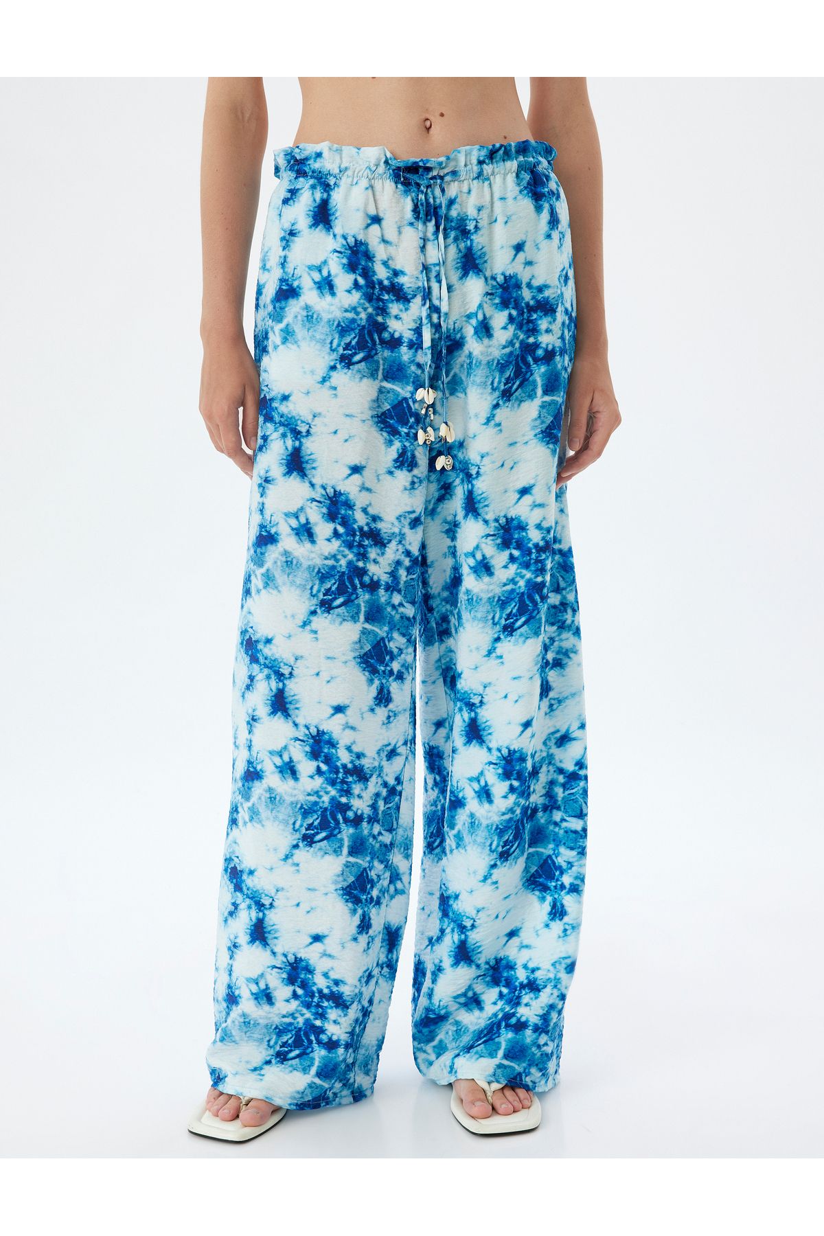Koton-Şahika Ercümen Viscose Wide Leg Trousers - Tie-dye Patterned 3