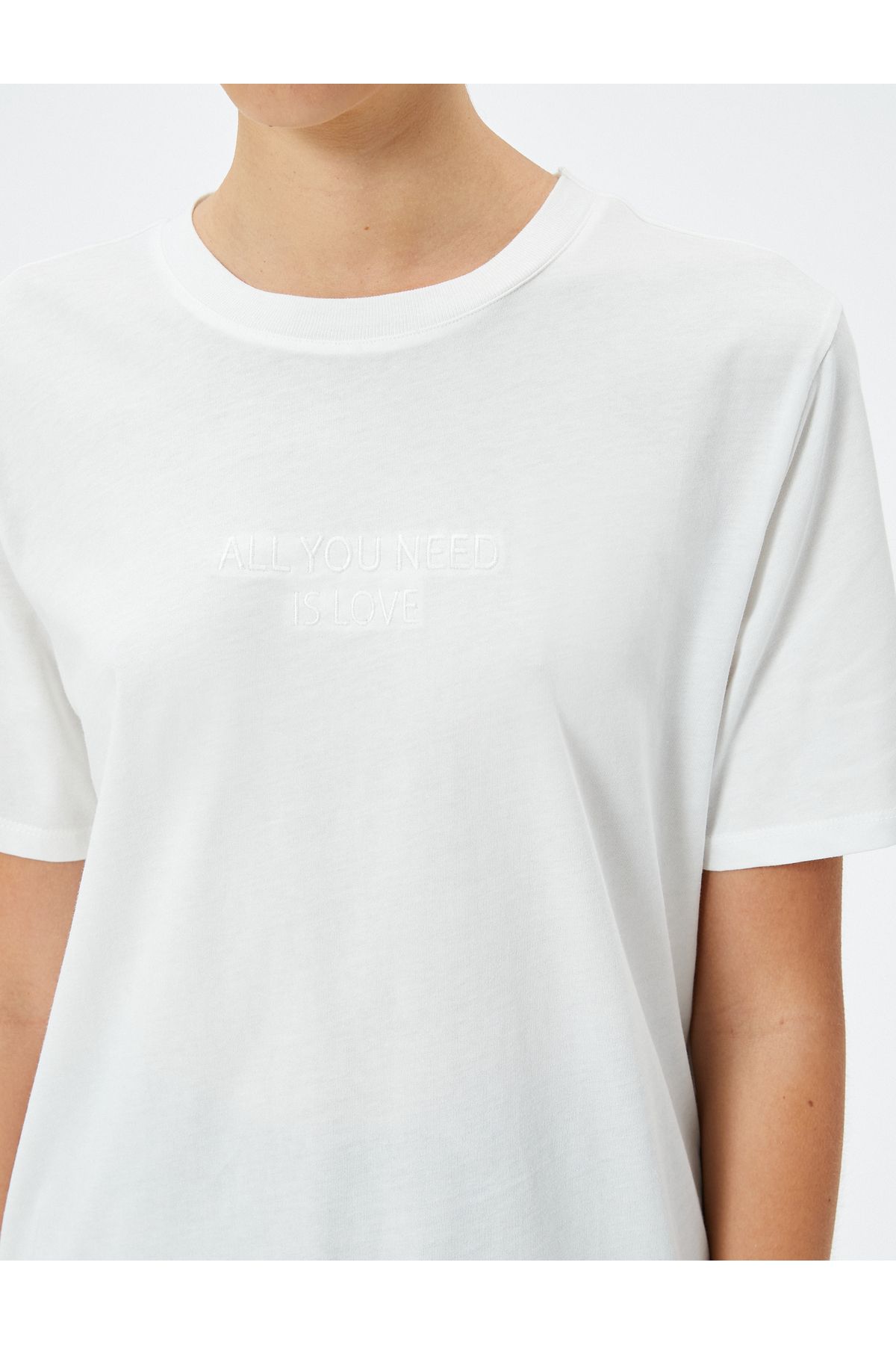 Koton-Crew Neck Printed Cotton Short Sleeve T-Shirt 5