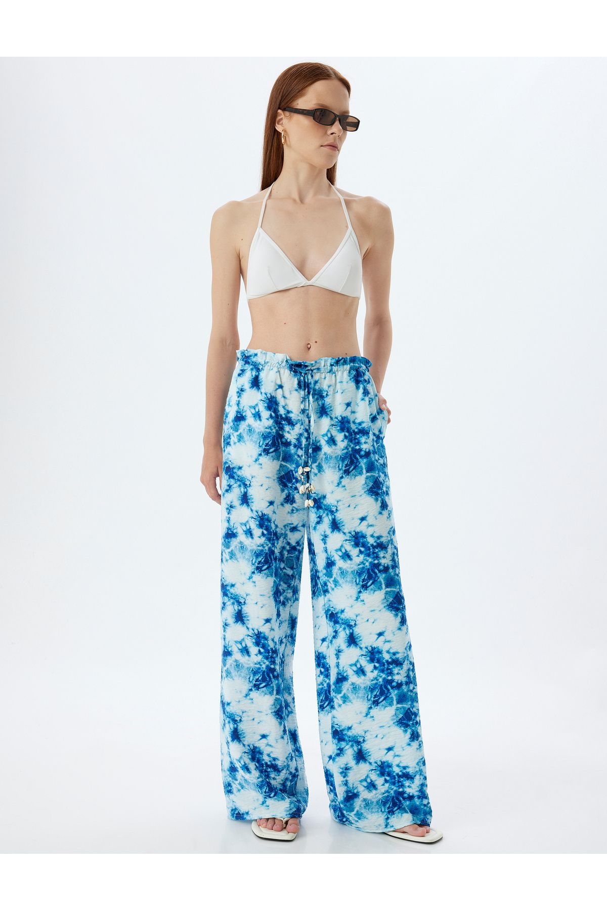 Koton-Şahika Ercümen Viscose Wide Leg Trousers - Tie-dye Patterned 2