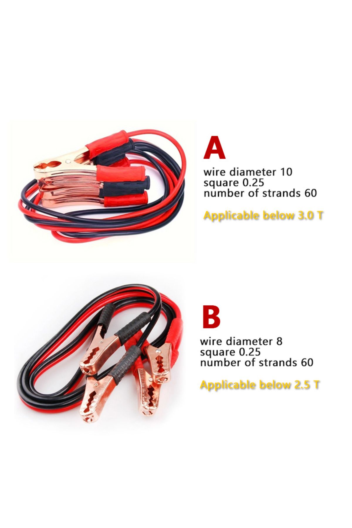 Choice-Car 12V Negative Positive Battery Charger Power Cable Clamp Alligator Clip Cable Heavy-Duty Jumpe... 2