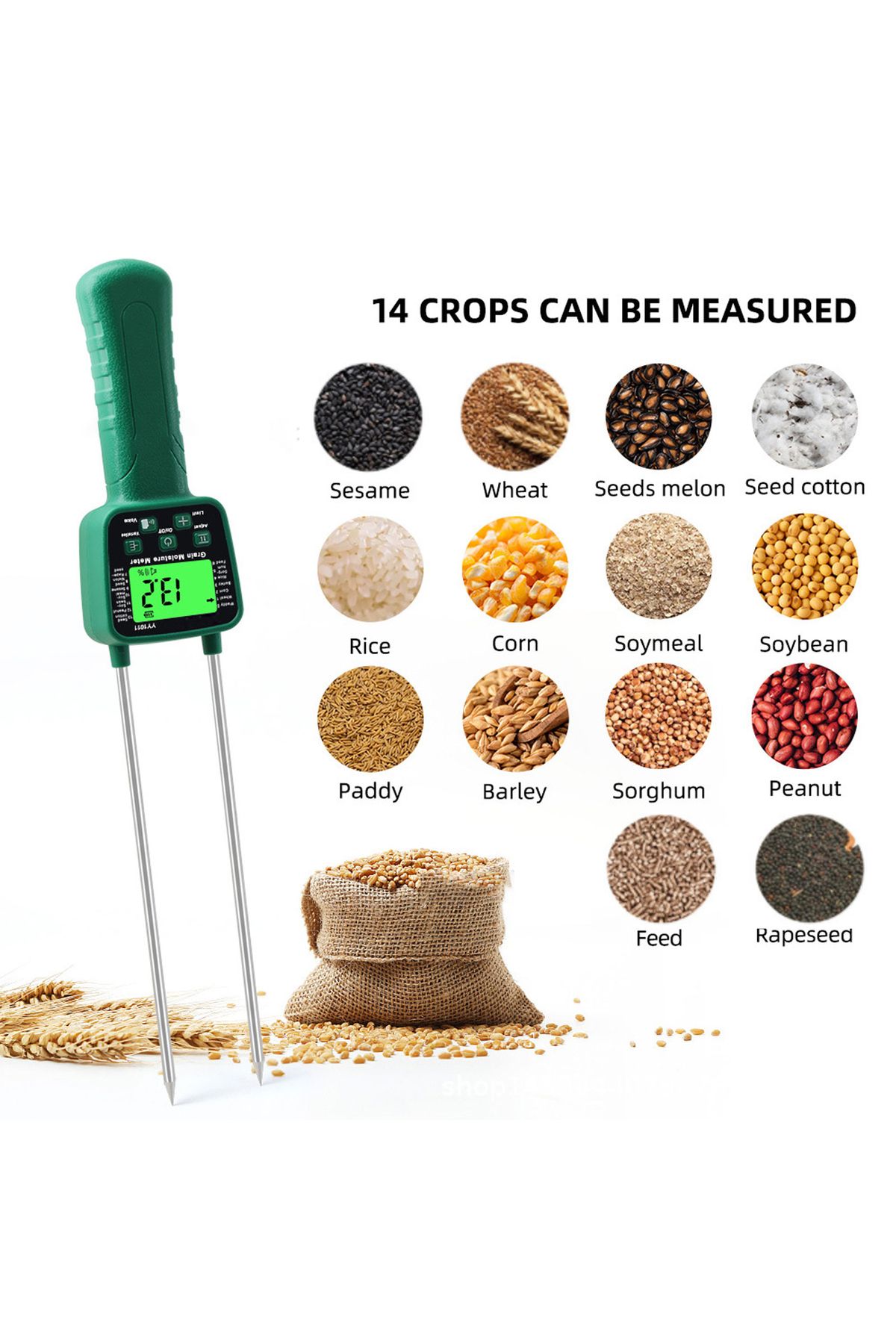 Choice-Grain Moisture Meter Hay Moisture Meter Wheat Soybean Grain Moisture Tester LCD Display with Voic... 5