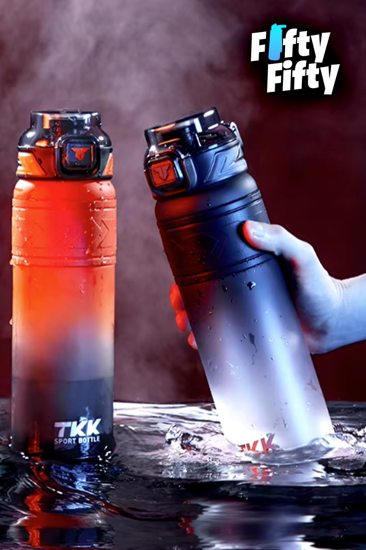 Vagonlife-TKK 800 مل - زجاجة مياه سوفت تاتش تريتان مزدوجة اللون مع مصاصة، خالية من مادة BPA وحزام حمل 3