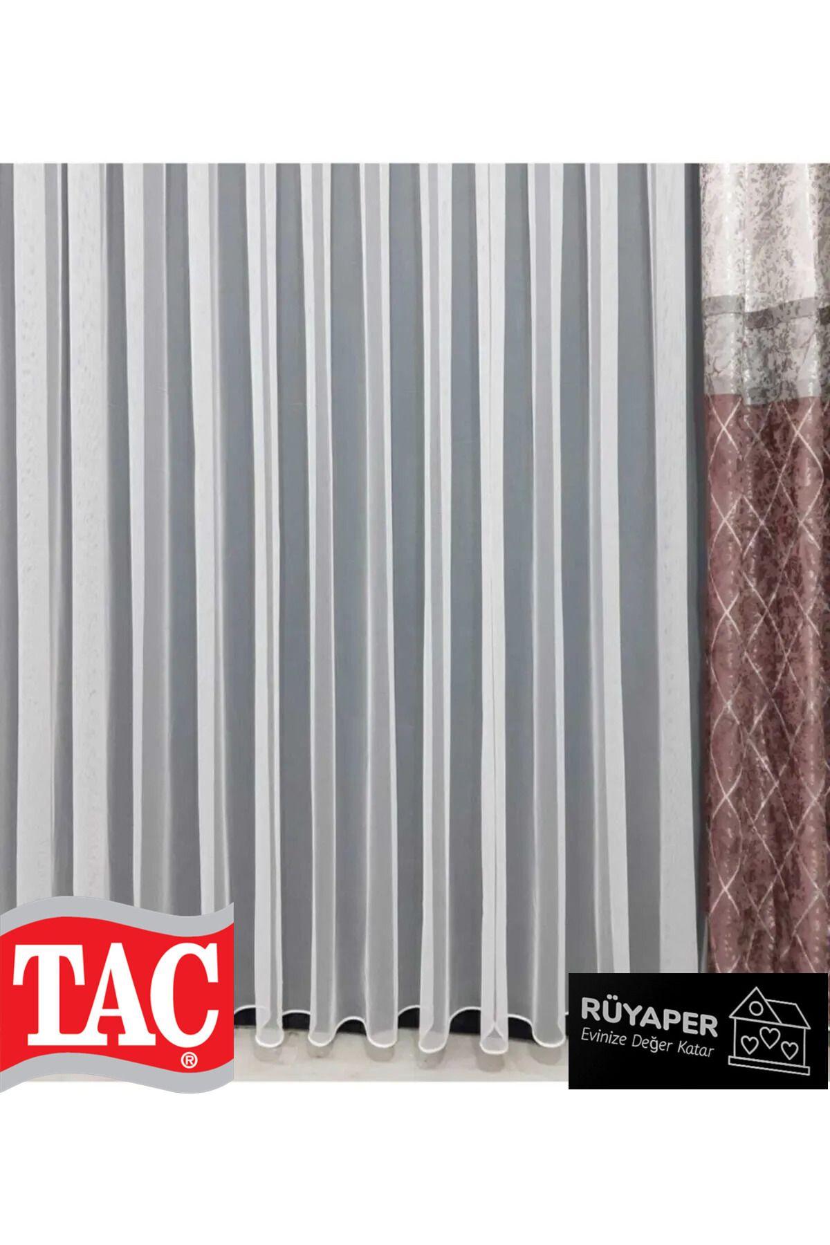 Taç-Grek Bulleted Plain Tulle Curtain - Dreamer, Thin Pile1/3 3