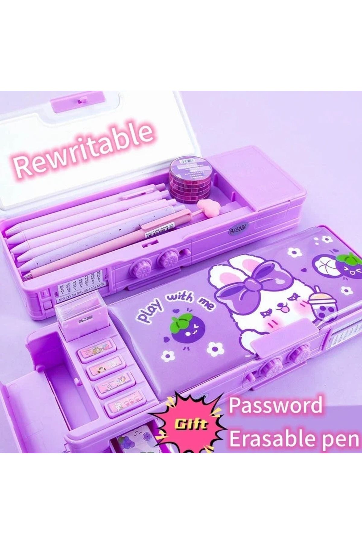 Choice-Girls Password Lock High-Tech Pencil Case Multifunctional Stationery Intelligent Mechanism Double... 3