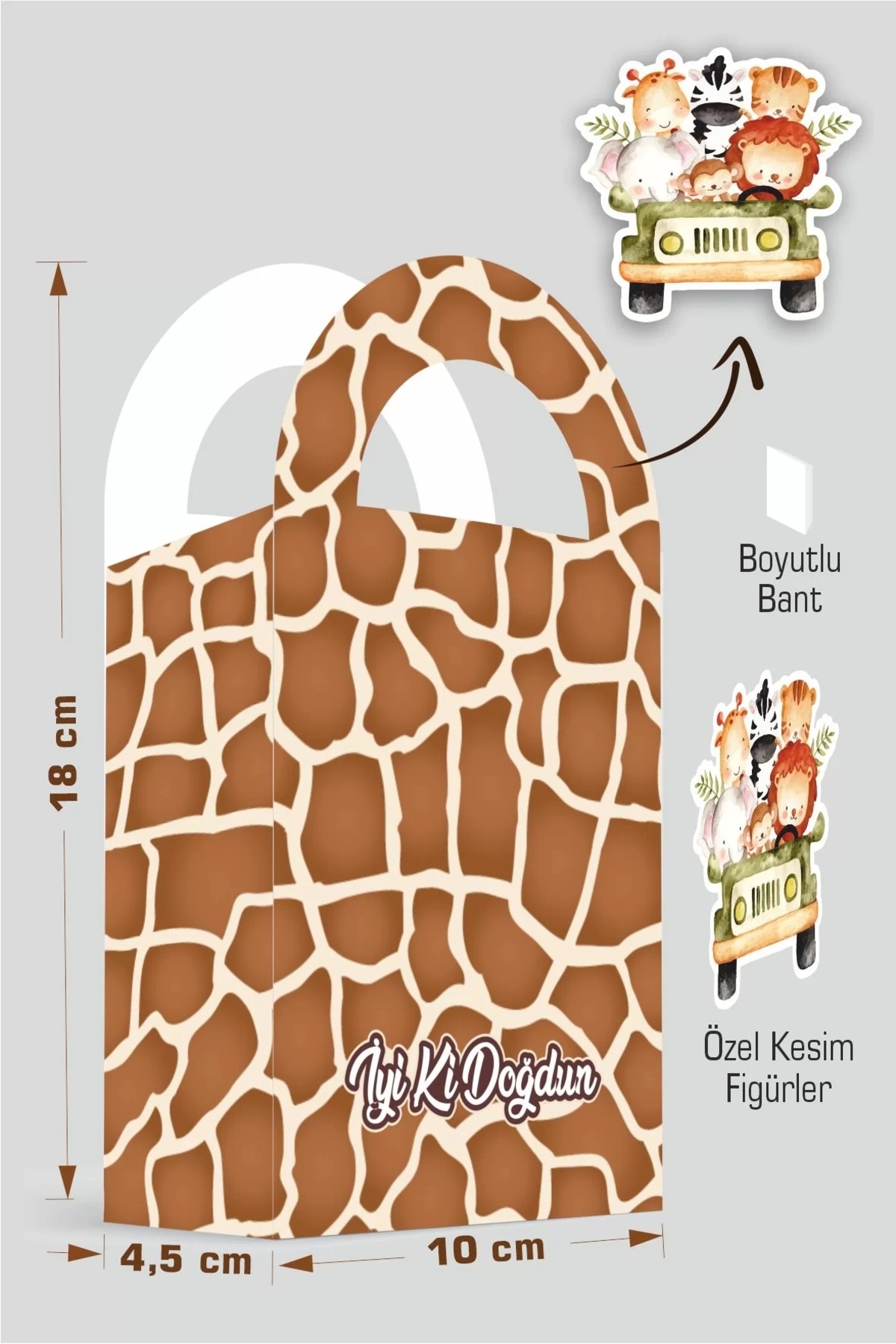 neşeli günlerim Safari Pastel Temalı Çanta 18x10 Cm *8'li Paket fotoğrafı 2 (önizleme)