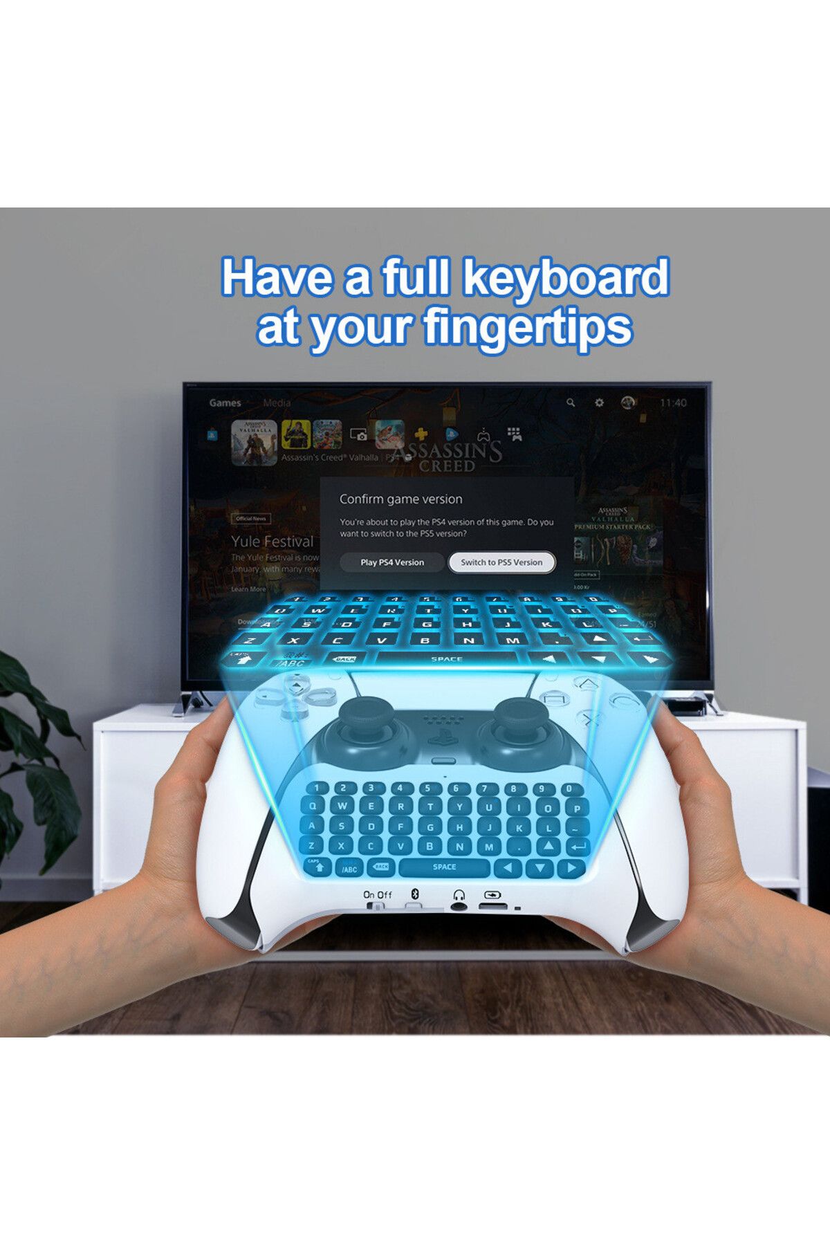 Choice-Wireless Keyboard for PS5 Controller Handle Bluetooth External Keyboard for Playstation5 ChatPad ... 6